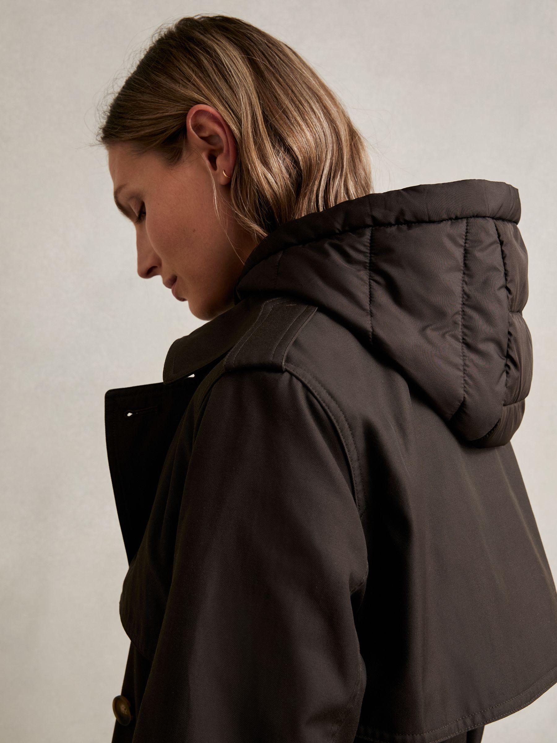 Petite Hooded Insert Trench Coat in Chocolate Brown Product Image