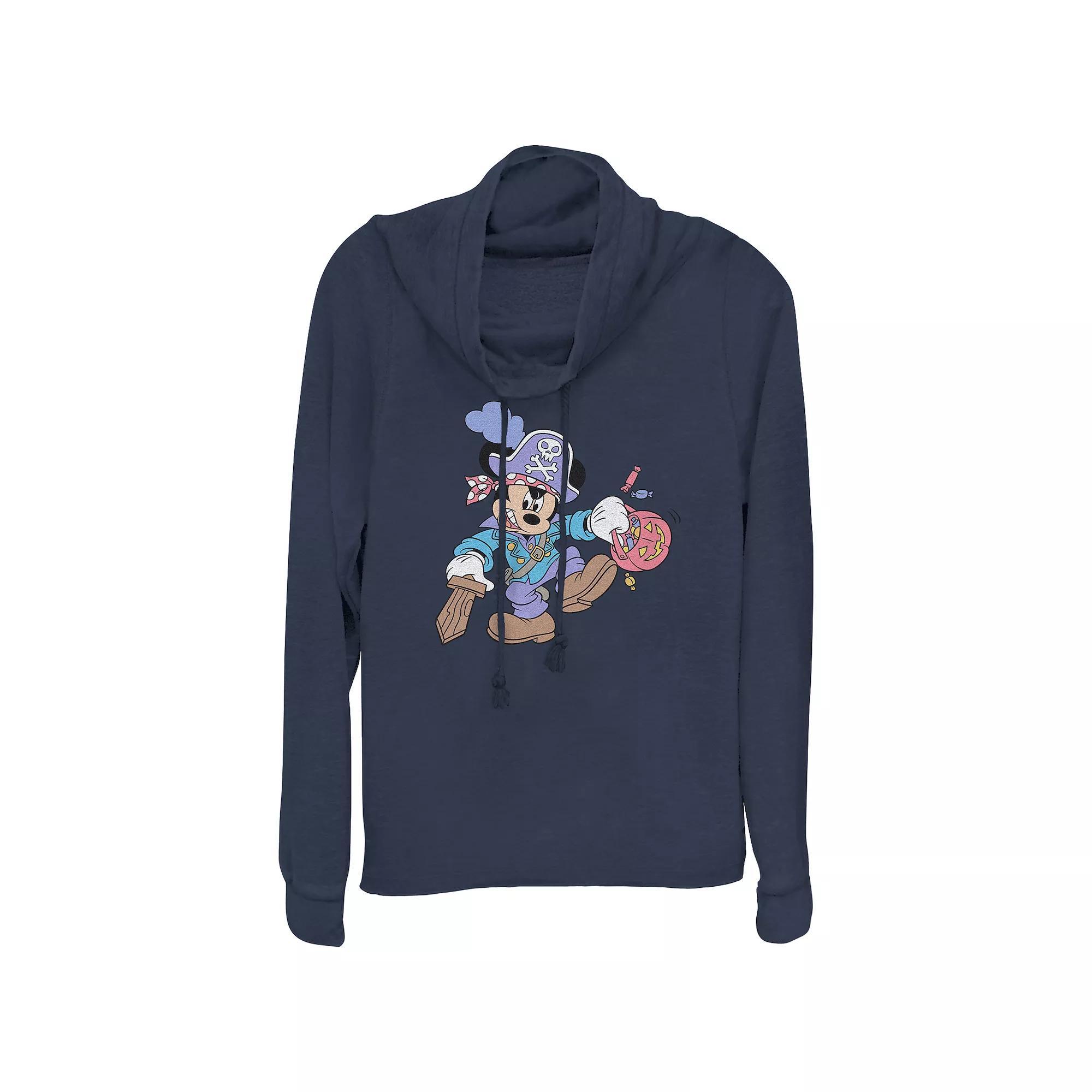 Disney's Mickey Mouse Pirate Trick Or Treater Plus Size Cowlneck Graphic Lightweight Long Sleeve, Women's, Size: 1XL, Blue Product Image