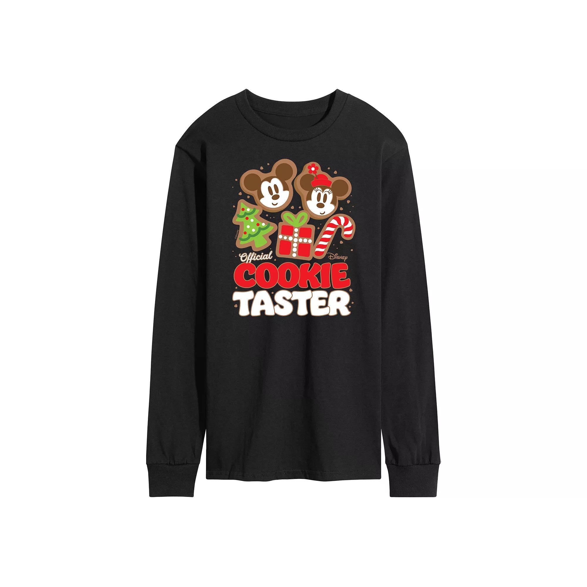 Disney's Mickey & Minnie Mouse Men's Official Cookie Taster Long Sleeve Graphic Tee, Size: Large, Black Product Image