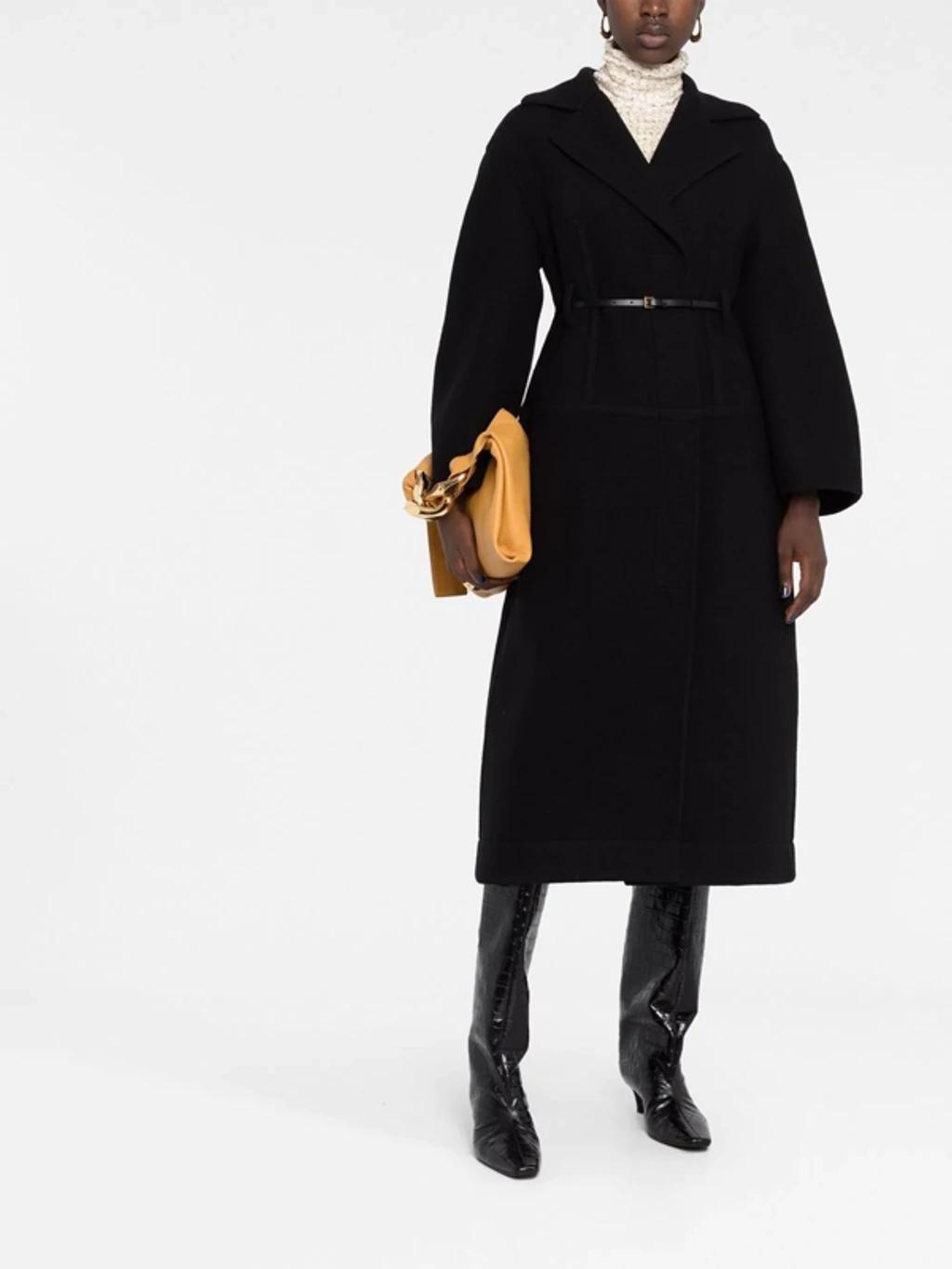 JIL SANDER Black Belted Virgin Wool Coat Product Image