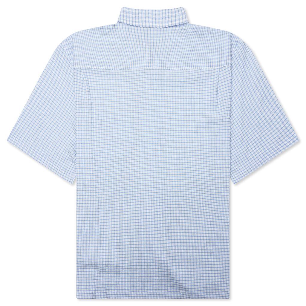 Flat Bottom Crinkled Shirt - Blue Check Male Product Image