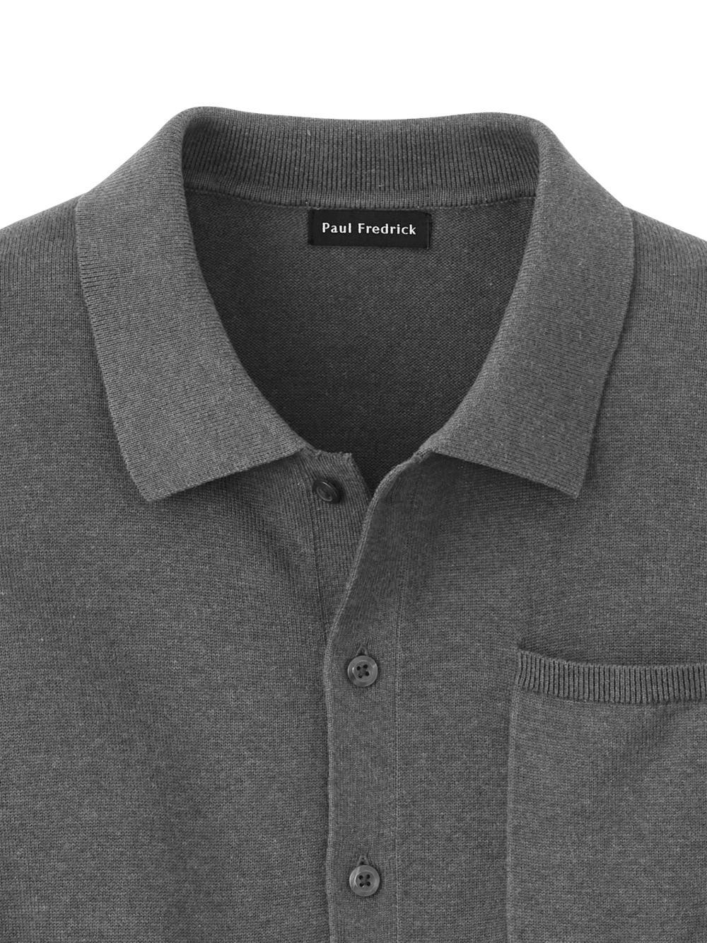 Supima Cotton Button Front Polo - Medium Grey Product Image