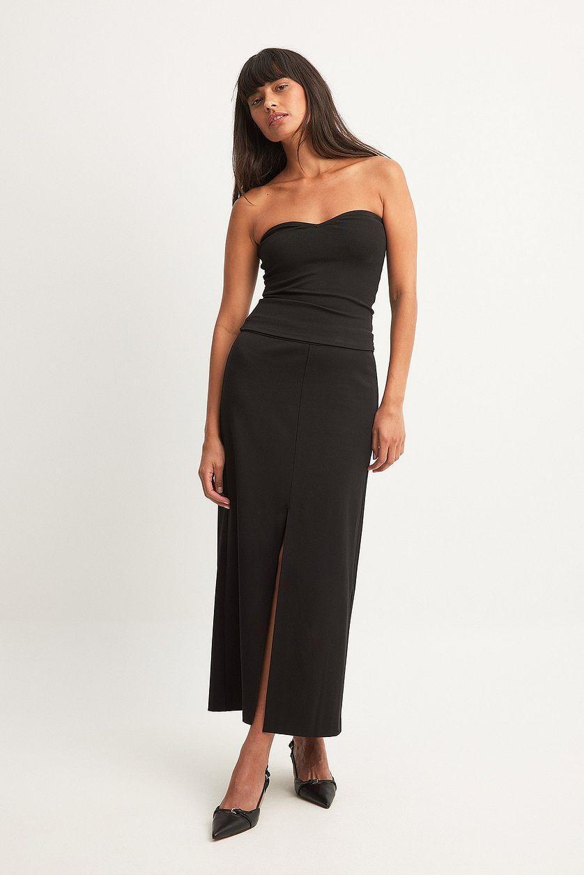Tailored Front Slit Midi Skirt Product Image