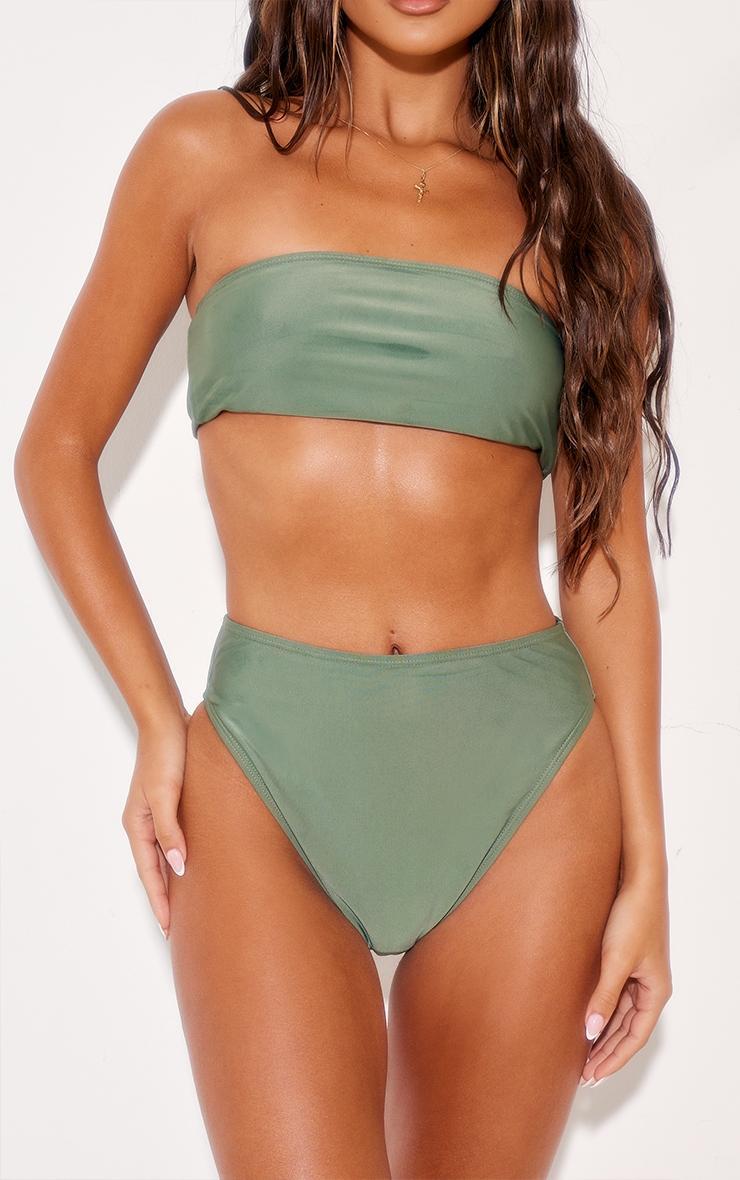 Pale Khaki Mix & Match High Waisted High Leg Bikini Bottoms Product Image