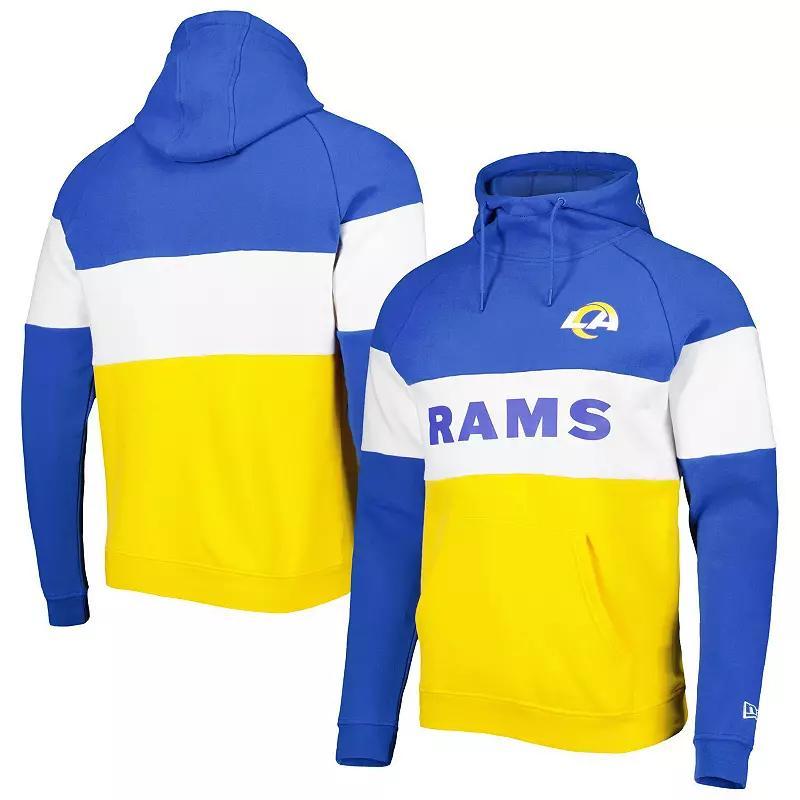 Mens New Era /Royal Los Angeles Rams Colorblock Current Pullover Hoodie Product Image