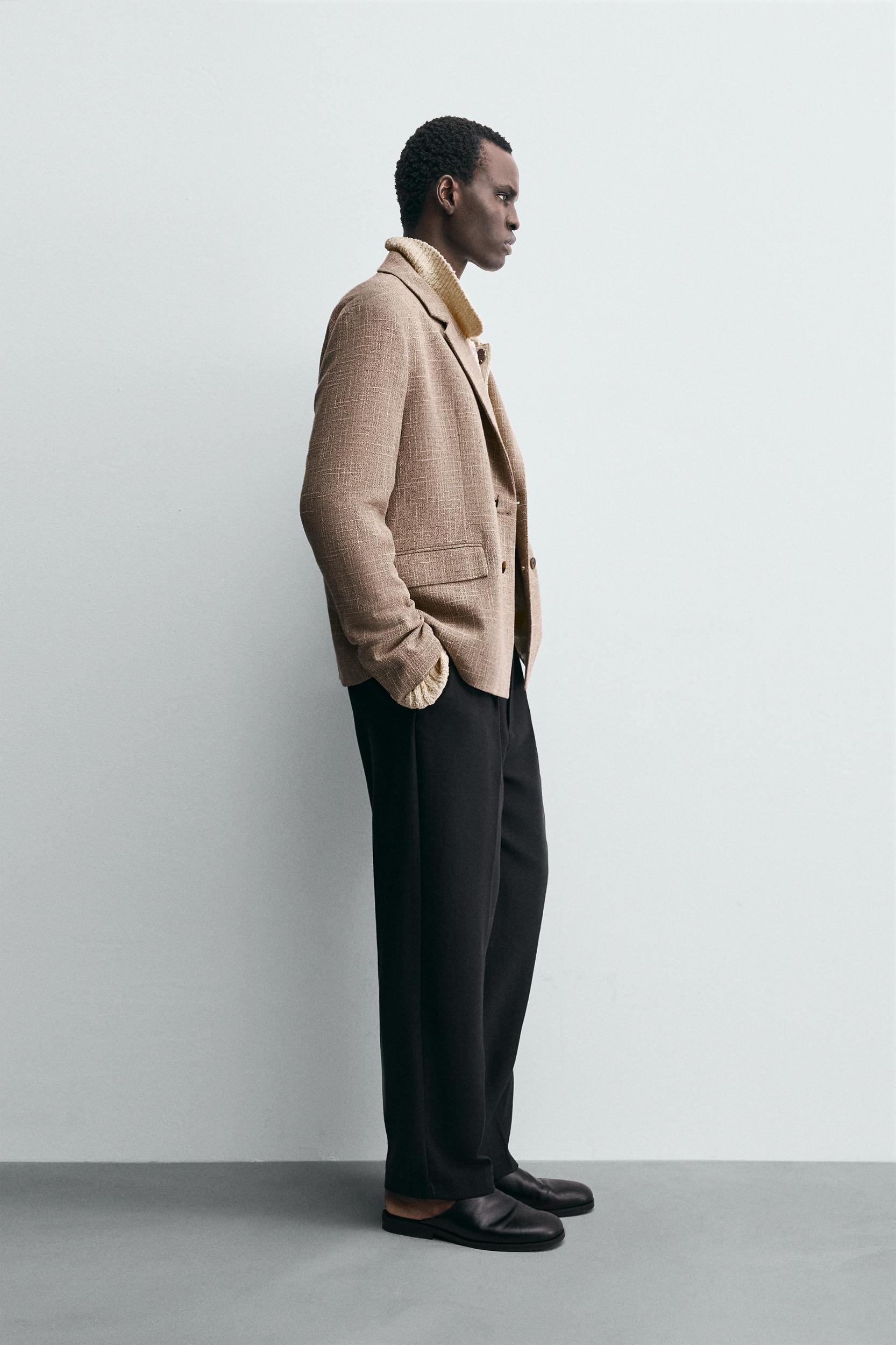 TEXTURED DOUBLE BREASTED BLAZER Product Image