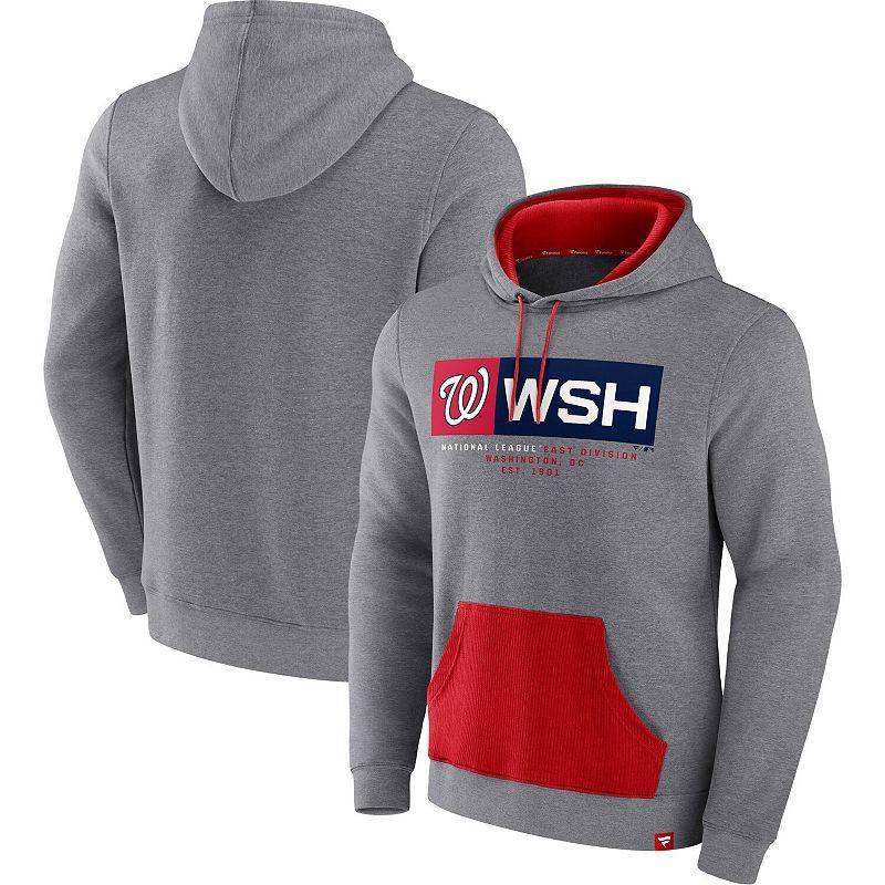 Men's Fanatics Branded Heathered Gray Washington Nationals Iconic Steppin Up Fleece Pullover Hoodie,  Product Image