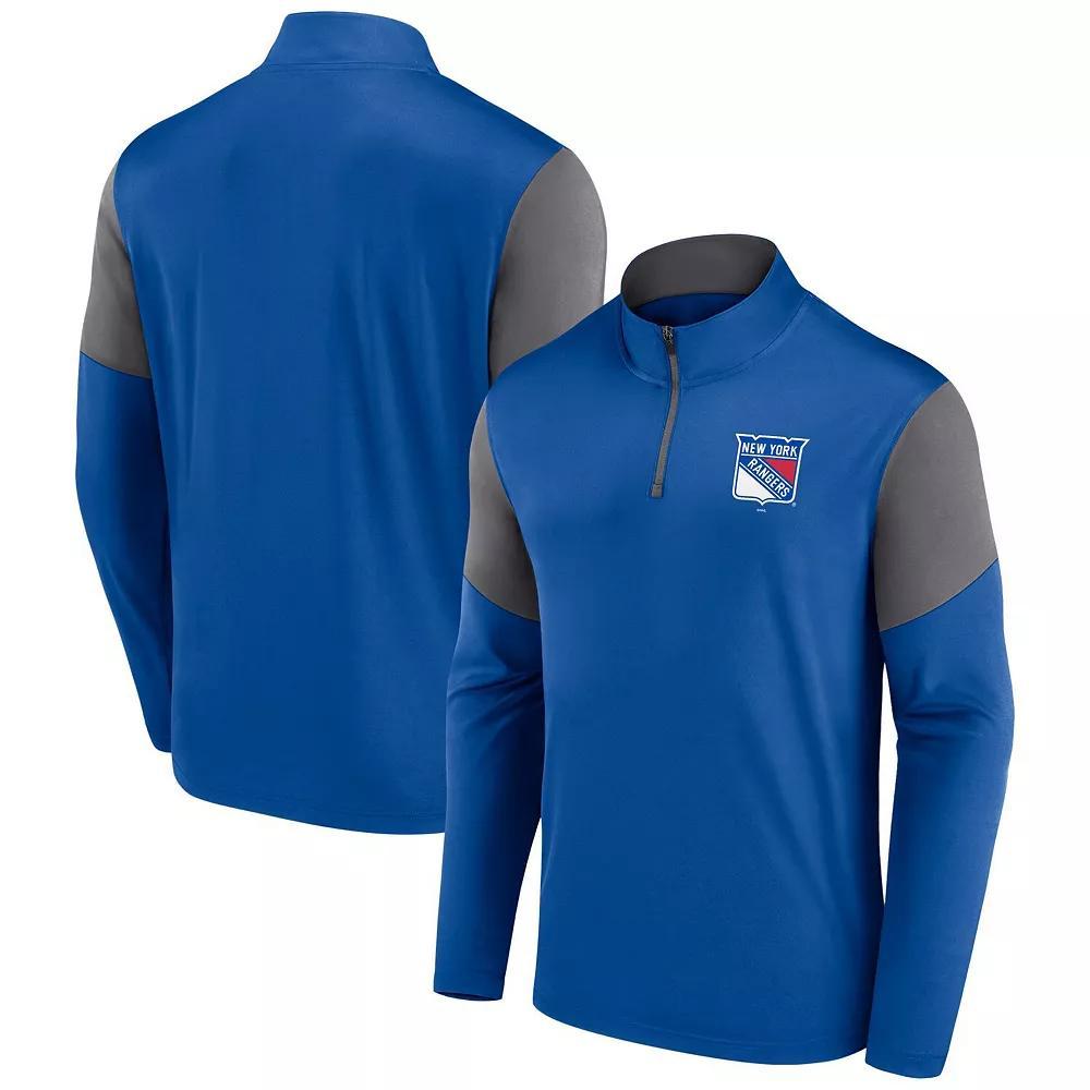 Men's Fanatics Blue New York Rangers Logo Quarter-Zip Top,  Product Image