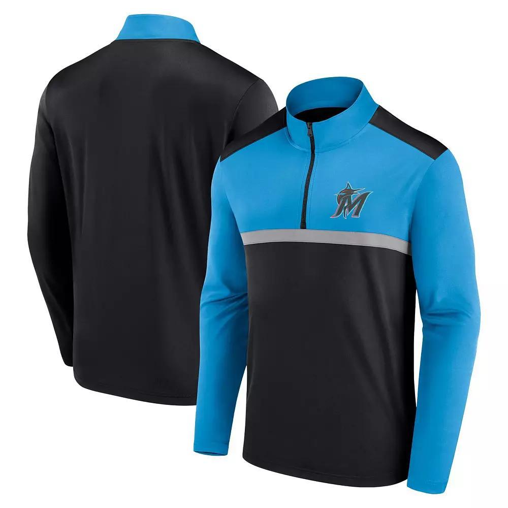Men's Fanatics Black Miami Marlins Unstoppable Quarter-Zip Top,  Product Image