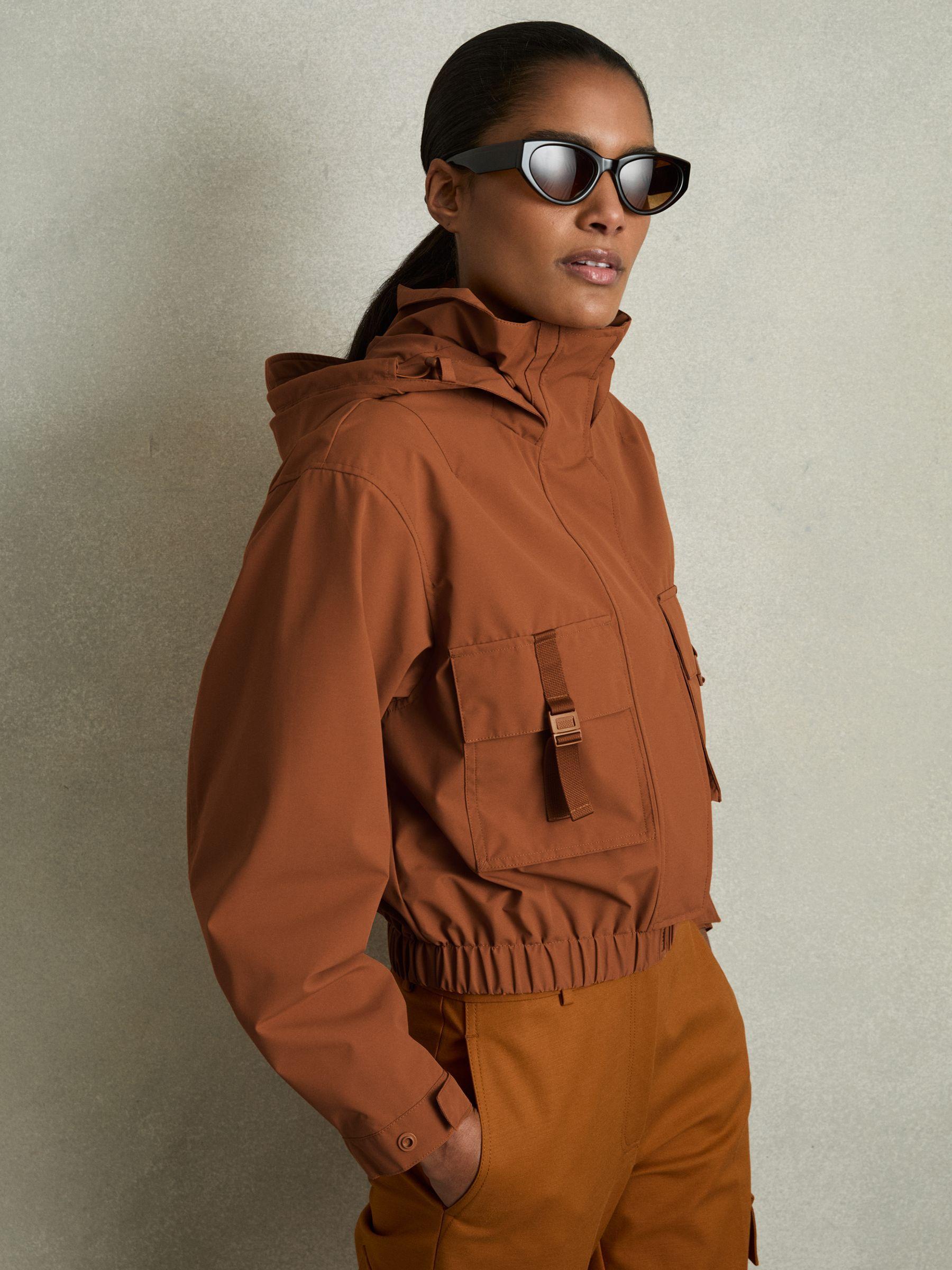 Technical Hooded Utility Jacket in Rust Product Image