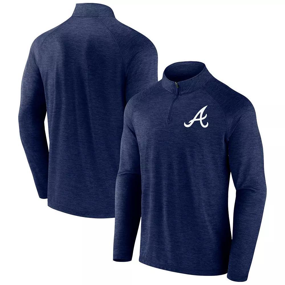 Men's Profile Navy Atlanta Braves Big & Tall Raglan Quarter-Zip Top,  Product Image