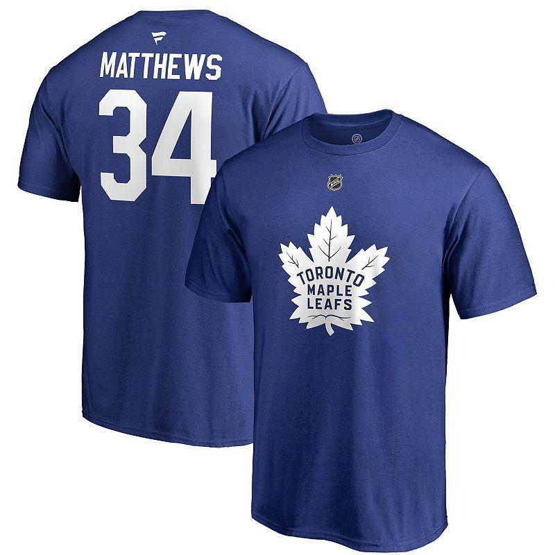 Mens Fanatics Branded Auston Matthews Blue Toronto Maple Leafs Team Authentic Stack Name & Number T-Shirt Product Image