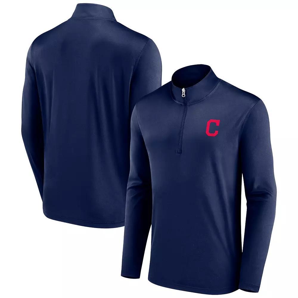 Men's Fanatics Branded Navy Cleveland Indians Cooperstown Collection Underdog Mindset Quarter-Zip Jacket, Size: 3XL, Blue Product Image