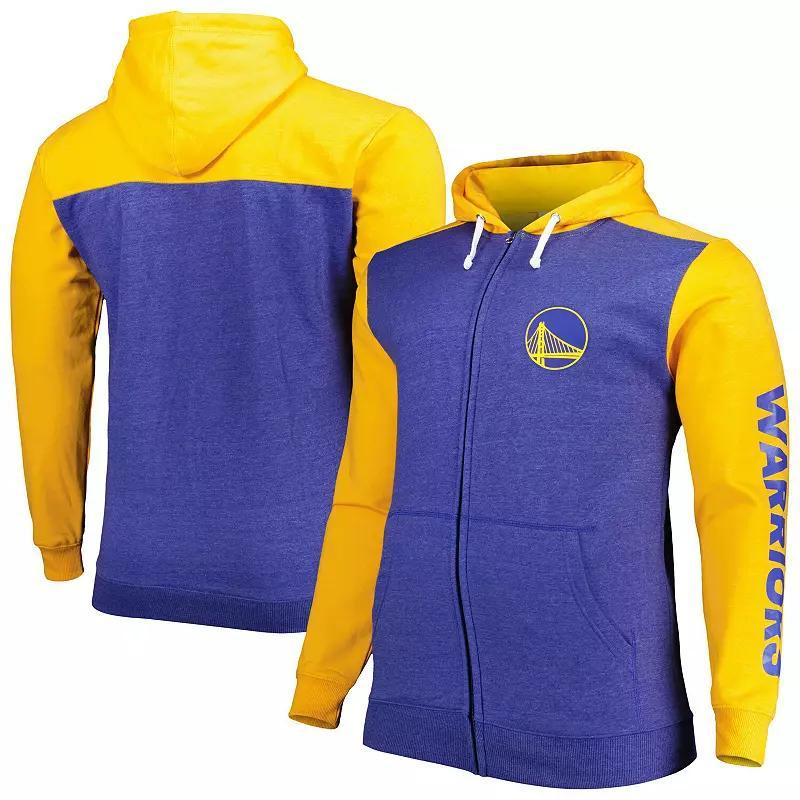 Men's Fanatics Branded Royal/Gold Golden State Warriors Big & Tall Down and Distance Full-Zip Hoodie, Size: XLT, Blue Product Image