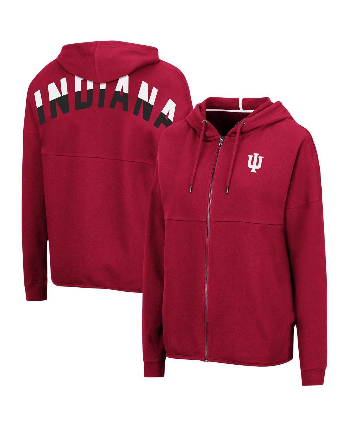 Womens Colosseum Crimson Indiana Hoosiers 2-Hit Full-Zip Hoodie Product Image