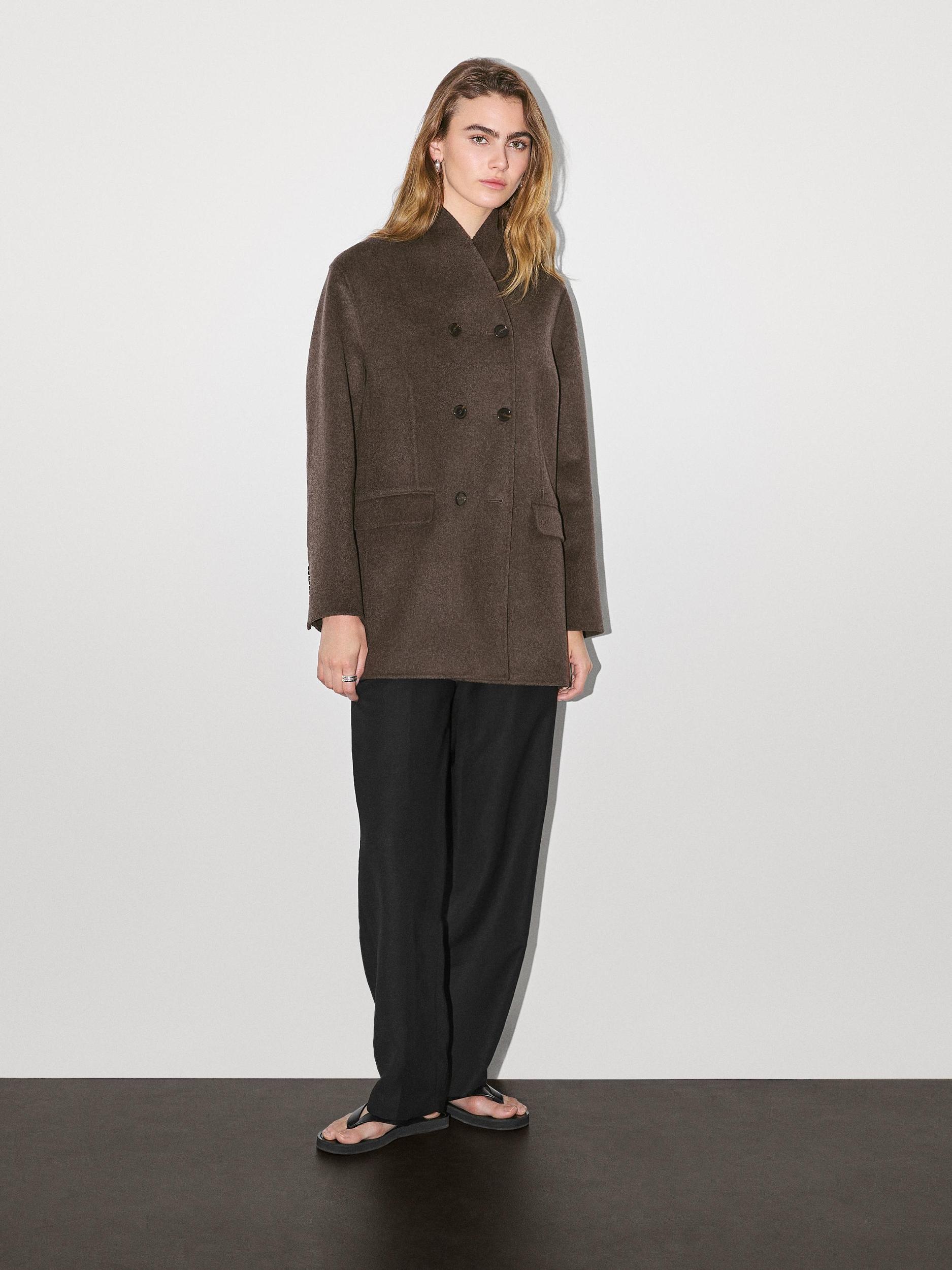 Wool blend coat with tuxedo collar Product Image