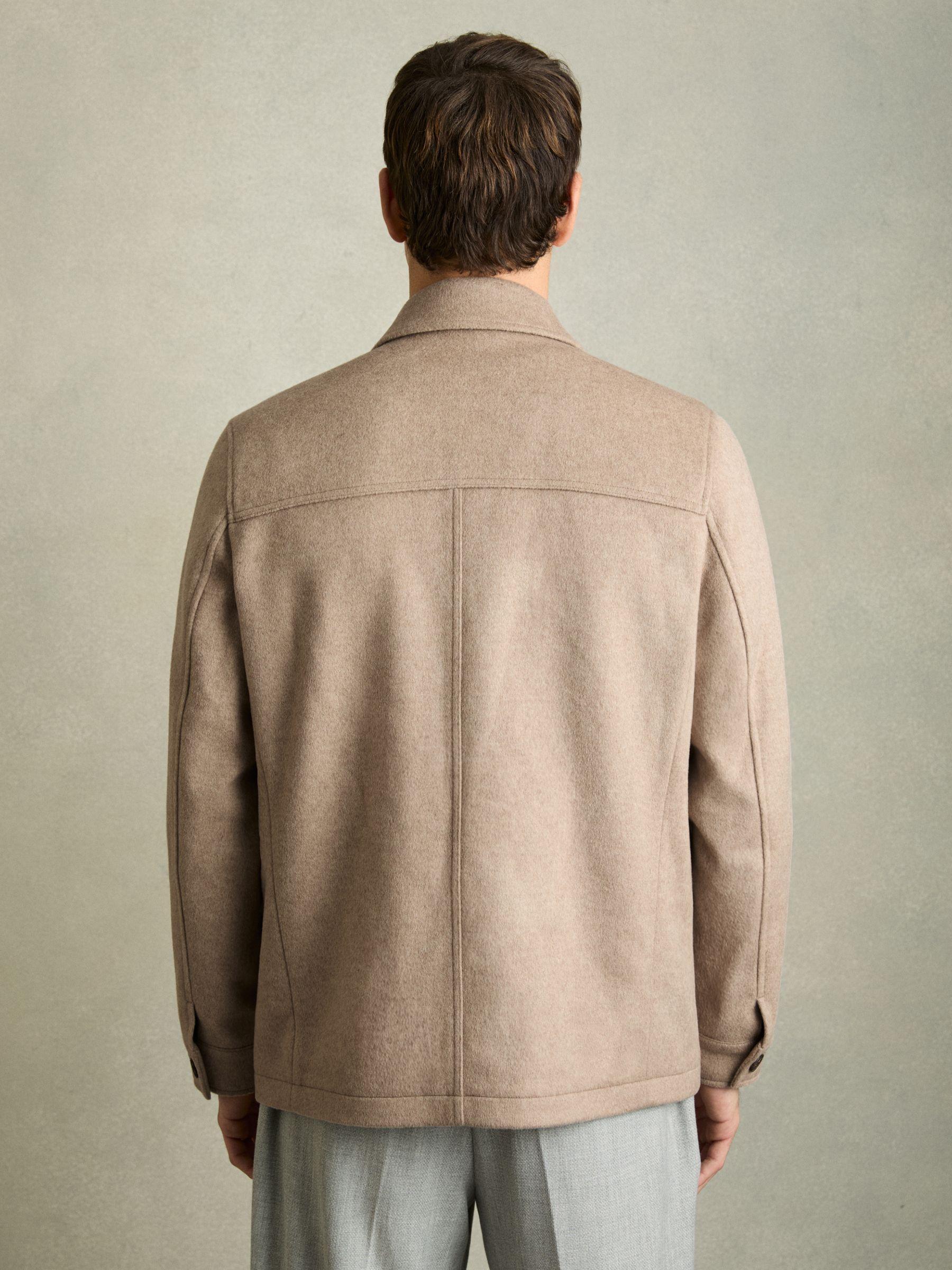 Wool-Blend Zip-Through Four-Pocket Jacket in Oatmeal Melange Product Image