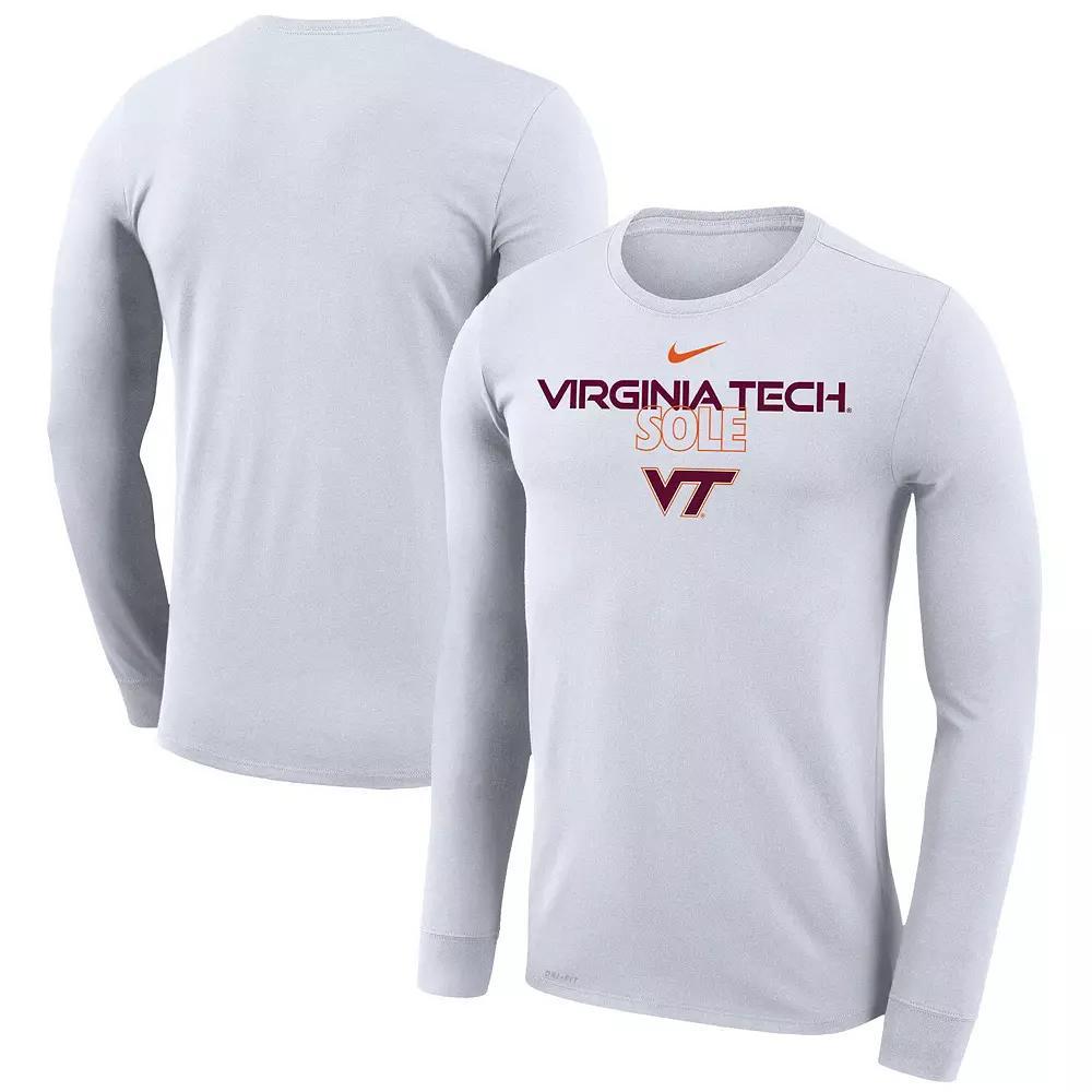 Nike White Virginia Tech Hokies 2023 On Court Bench Long Sleeve T-Shirt, Men's, Size: 2XL Product Image