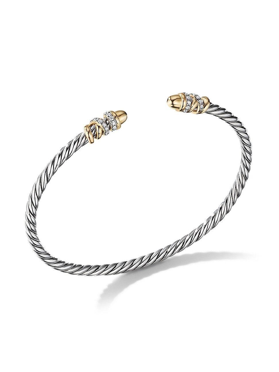 3mm Petite Helena Bracelet with Diamonds and 18K Gold in Silver Product Image