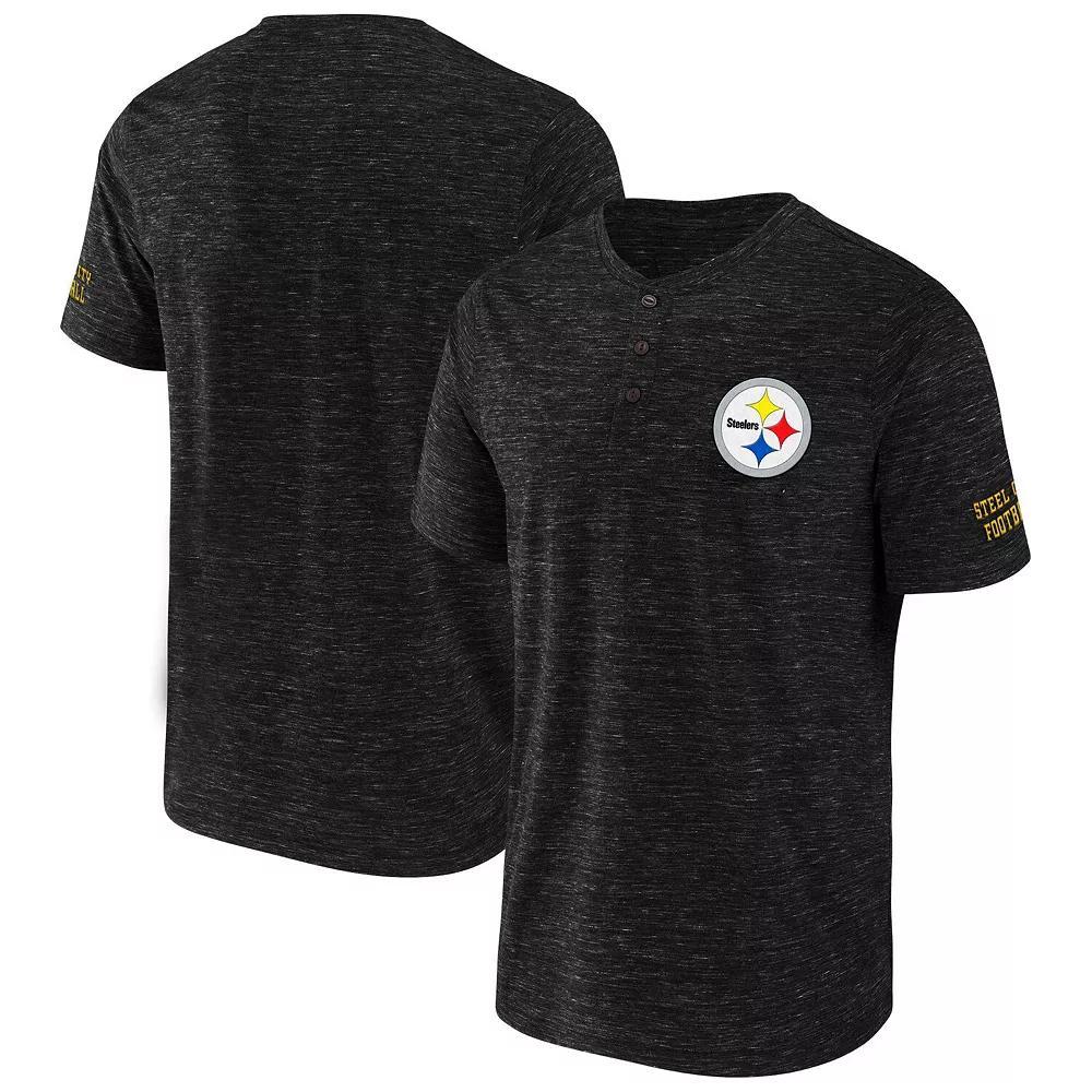Men's NFL x Darius Rucker Collection by Fanatics Black Pittsburgh Steelers Slub Henley T-Shirt,  Product Image
