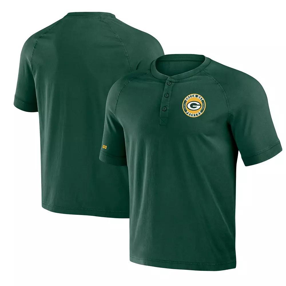 Men's NFL x Darius Rucker Collection by Fanatics Green Green Bay Packers Washed Raglan Henley T-Shirt,  Product Image