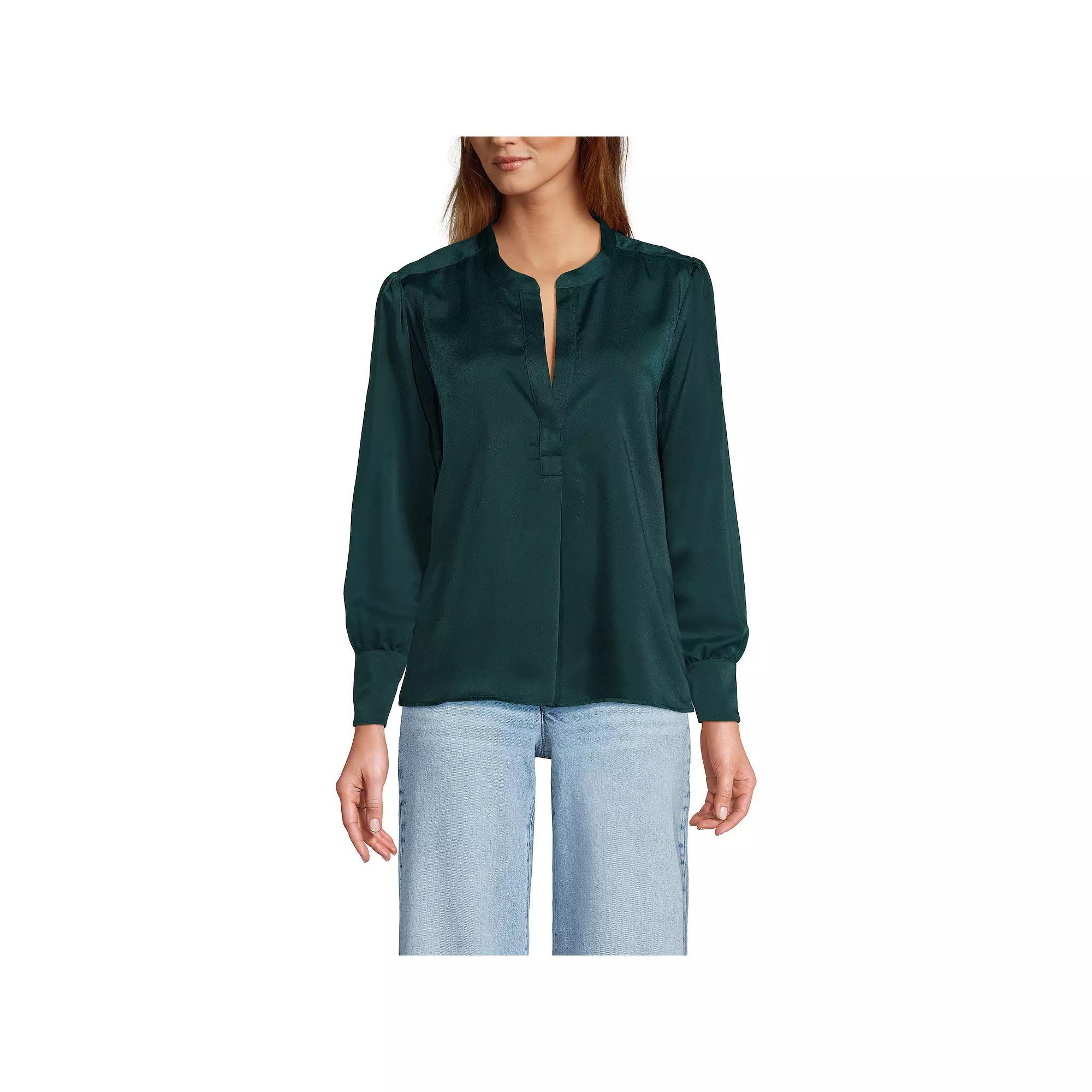 Women's Lands' End Satin Popover Shirt,  Product Image