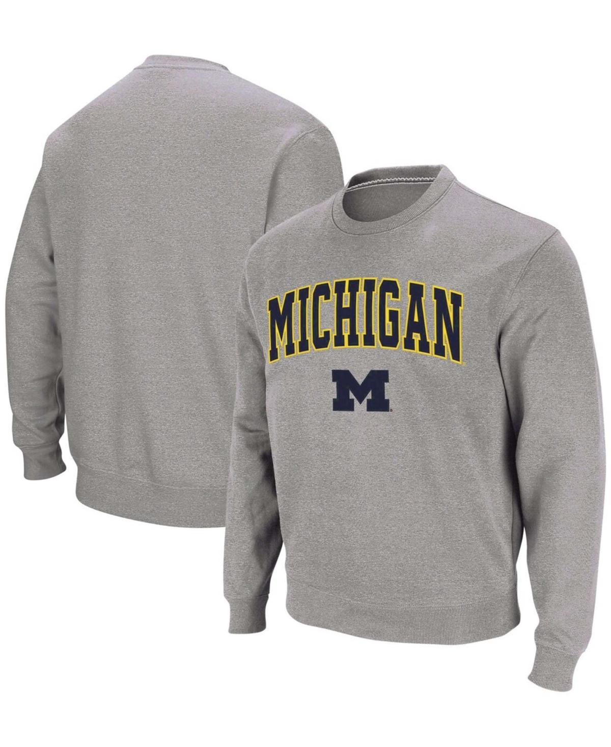 Mens Colosseum Charcoal Michigan Wolverines Arch & Logo Crew Neck Sweatshirt Product Image