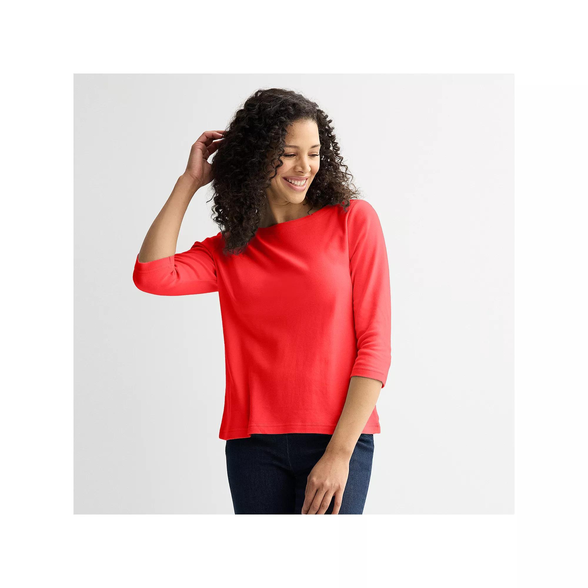 Women's Croft & Barrow® Boatneck Top, Size: XL, Gushing Lava Product Image