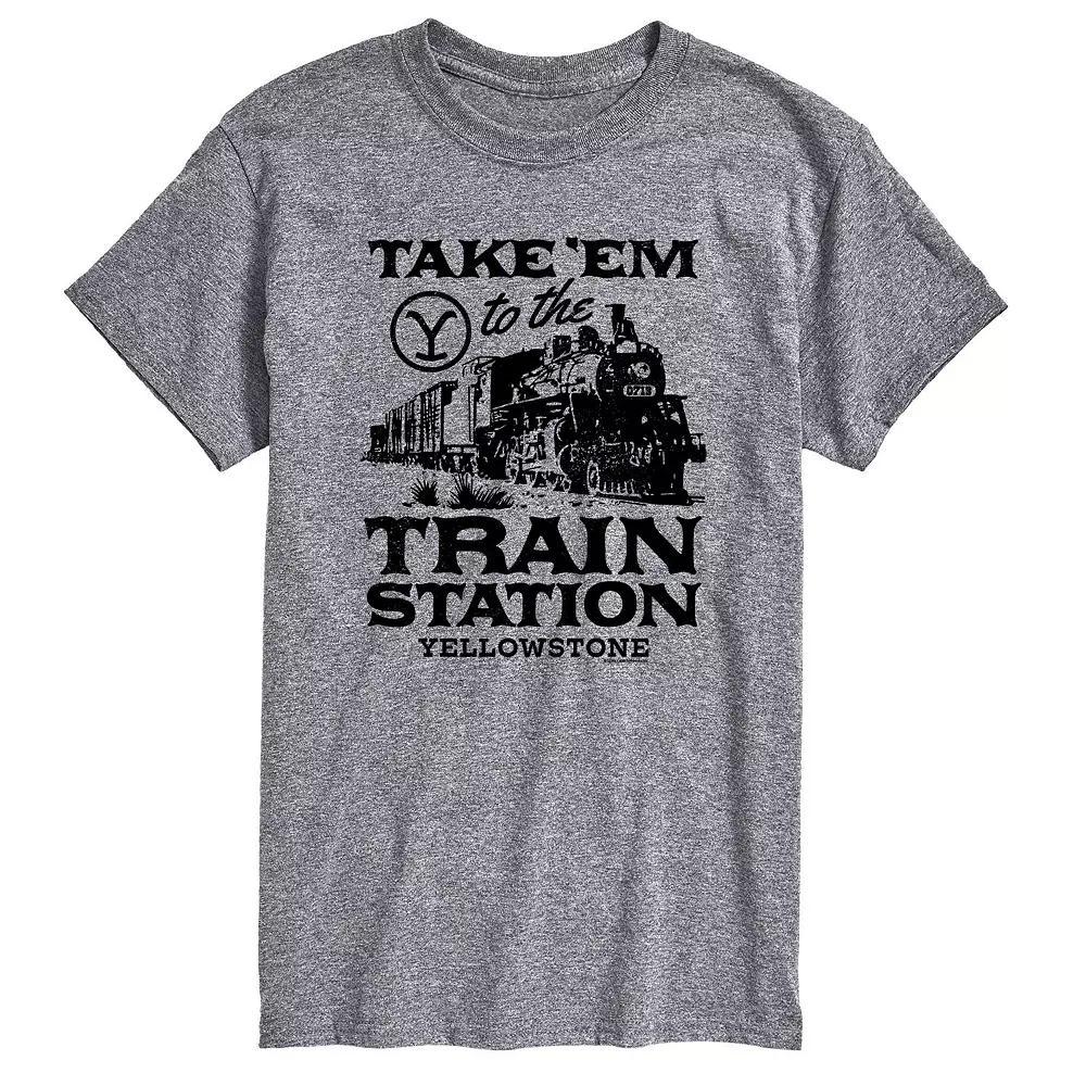 Big & Tall Yellowstone Train Station Tee, Men's,  Product Image