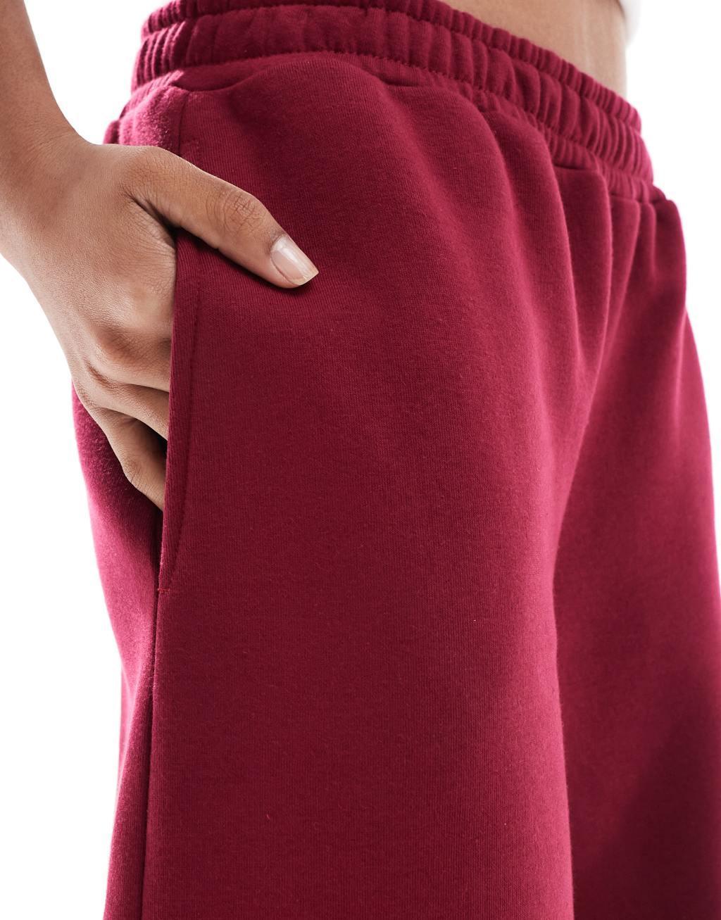 ASOS DESIGN barrel leg sweatpants in burgundy Product Image