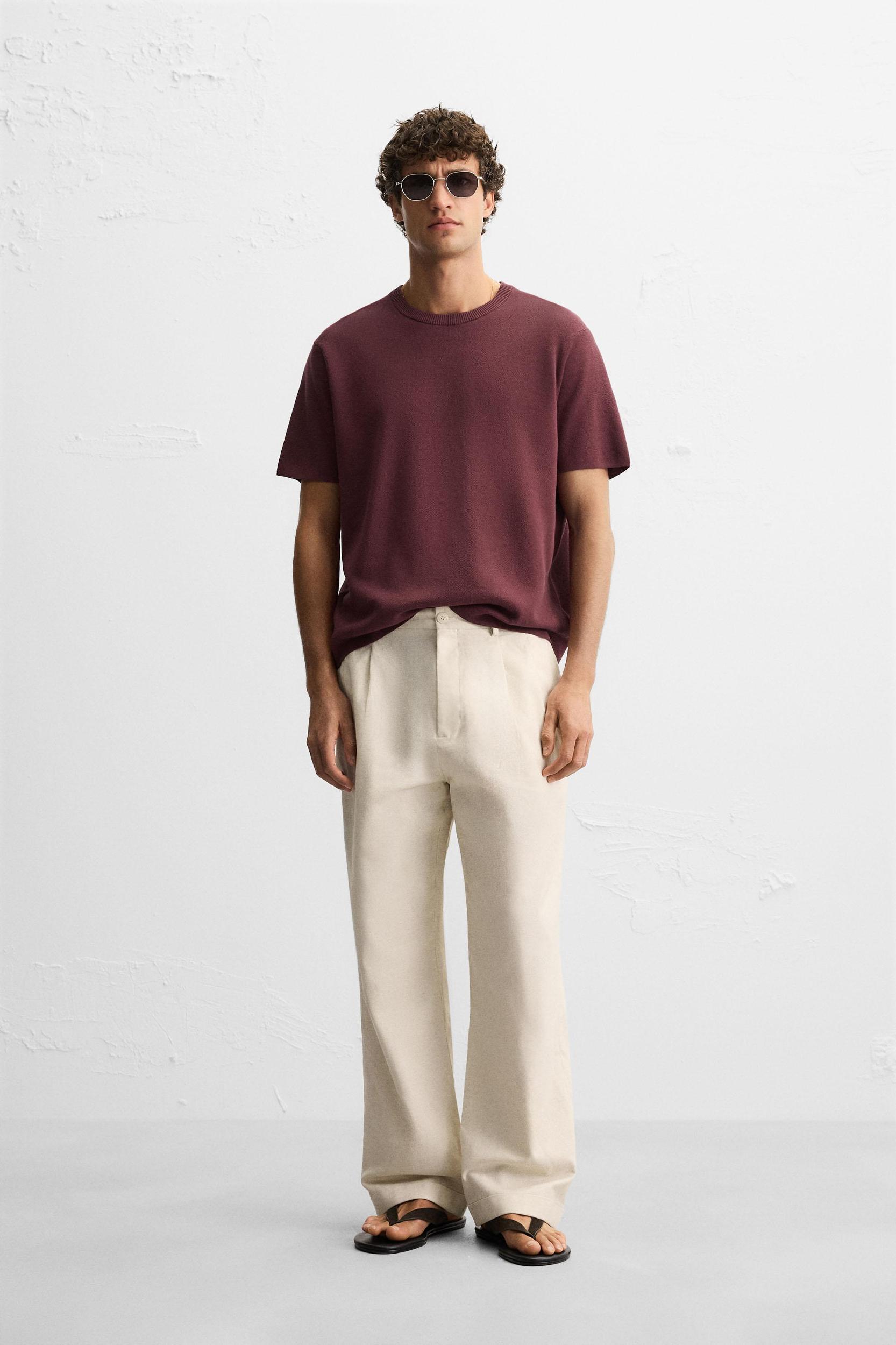 COTTON - LINEN PLEATED PANTS Product Image