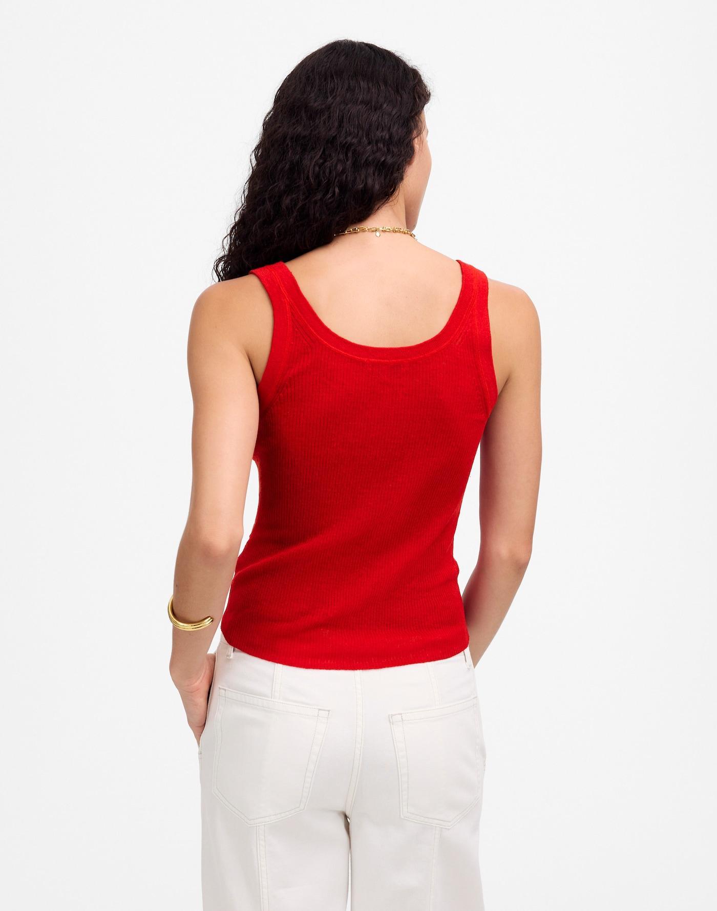 Linen-Blend Scoopneck Sweater Tank Product Image