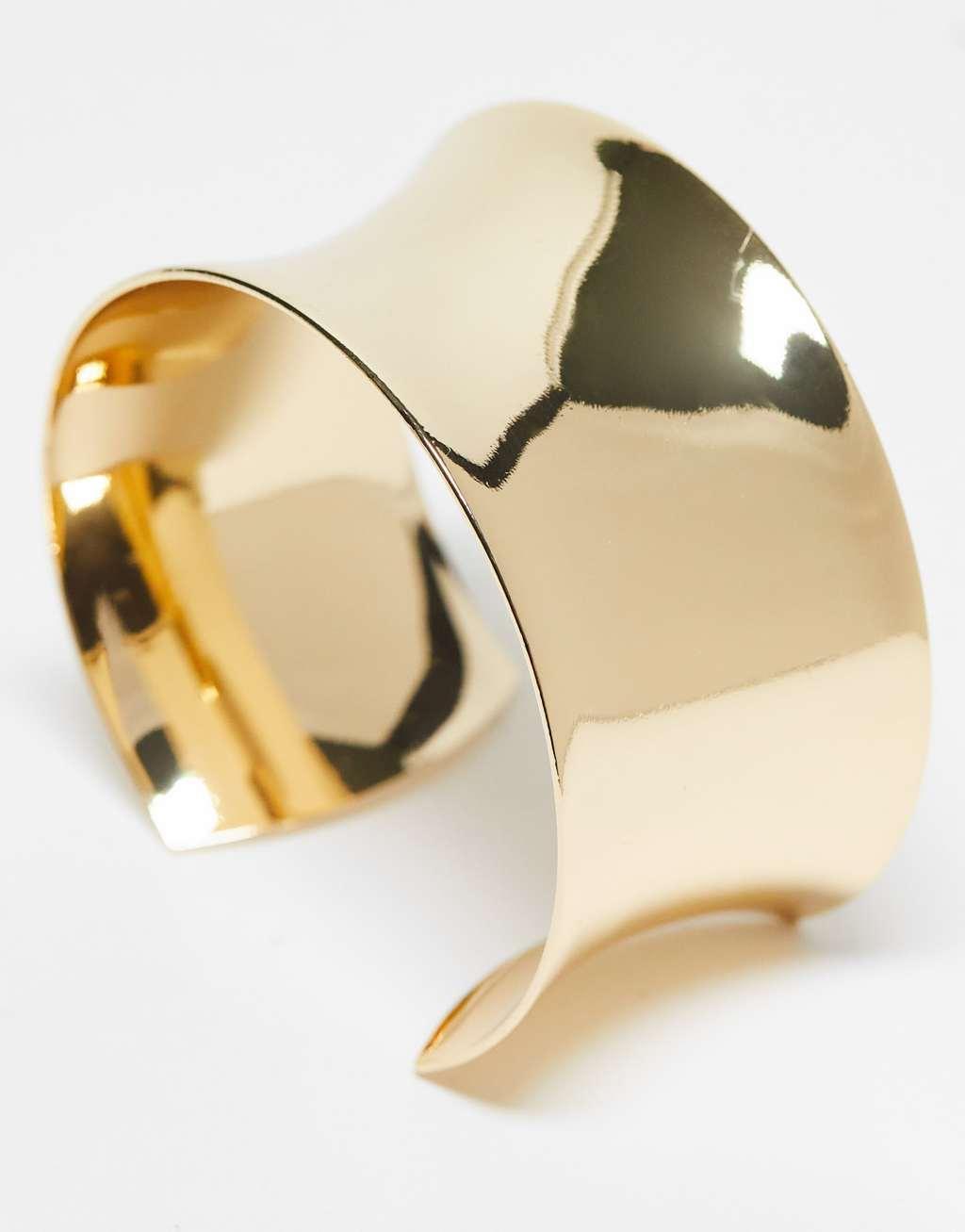 ASOS DESIGN wide cuff bracelet in gold tone Product Image