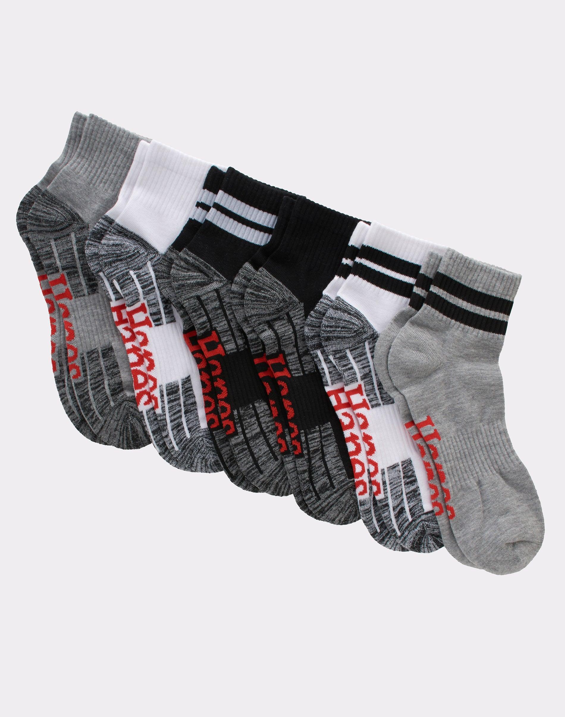 Hanes Originals Mens Ankle Socks, Moisture Wicking, 6-Pairs White/Grey/Black 6-12 Product Image