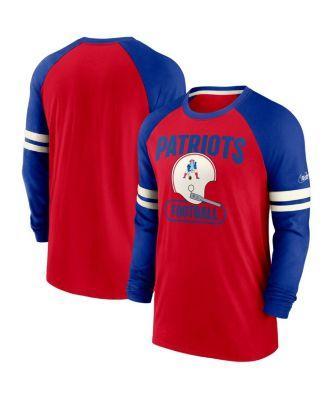 Men's Nike Red/Royal New England Patriots Throwback Raglan Long Sleeve T-Shirt, Size: Small Product Image