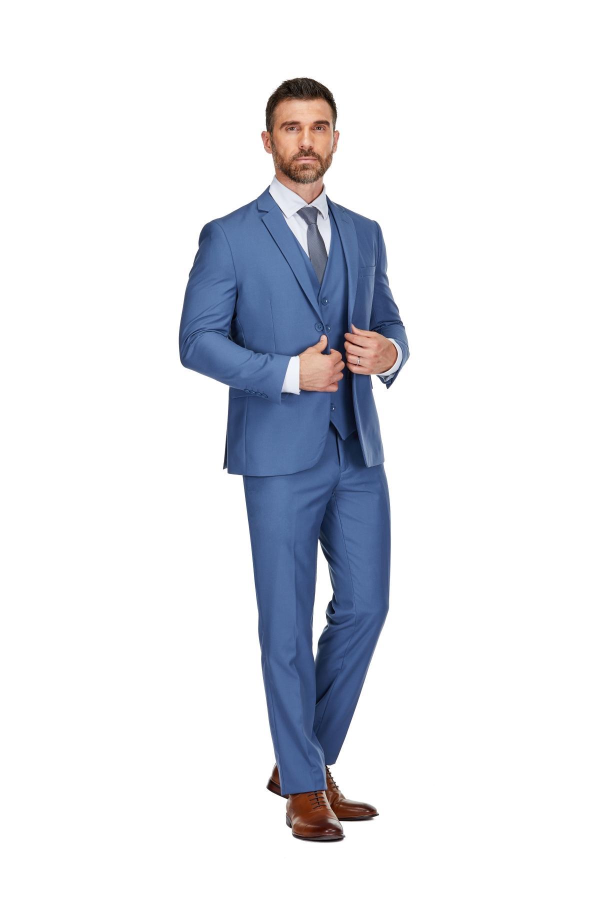 Braveman Mens 3-Piece Premium Vested 3-Piece Slim Fit Suit Product Image