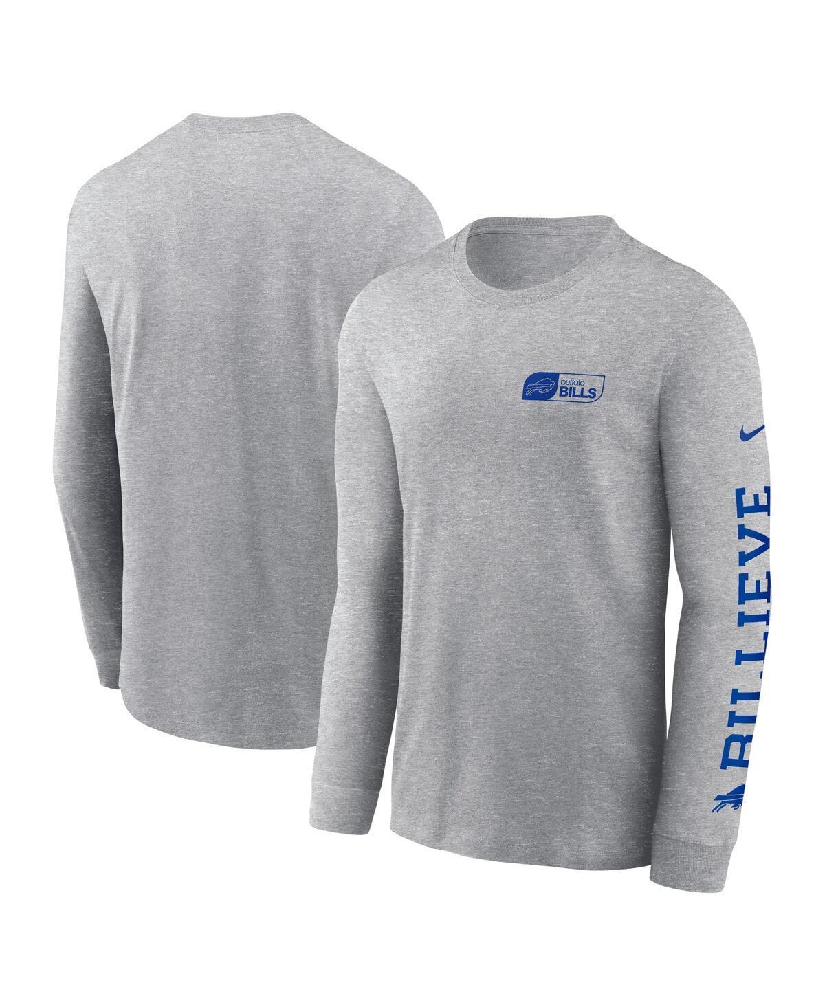 Men's Nike Heather Gray Buffalo Bills All Out Long Sleeve T-Shirt, Size: Medium, Grey Product Image