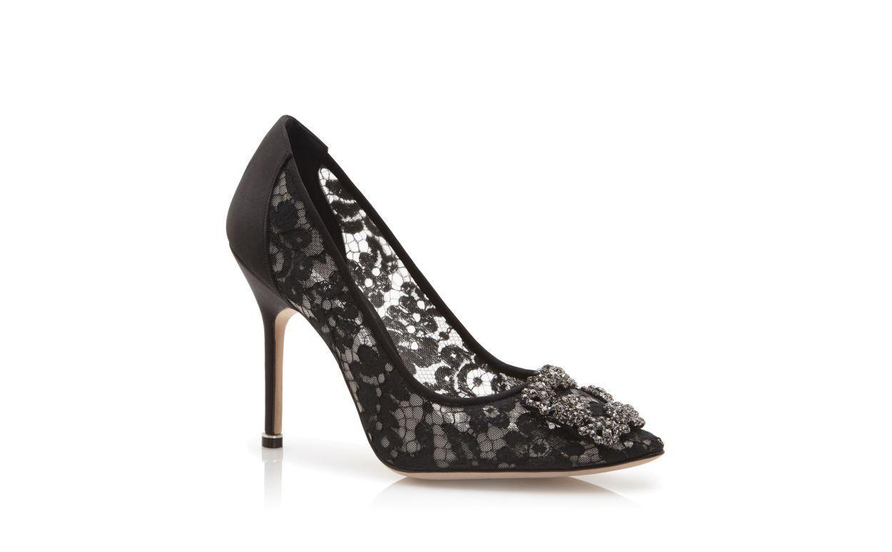 HANGISI LACE Black Lace Jewel Buckle Pumps Product Image