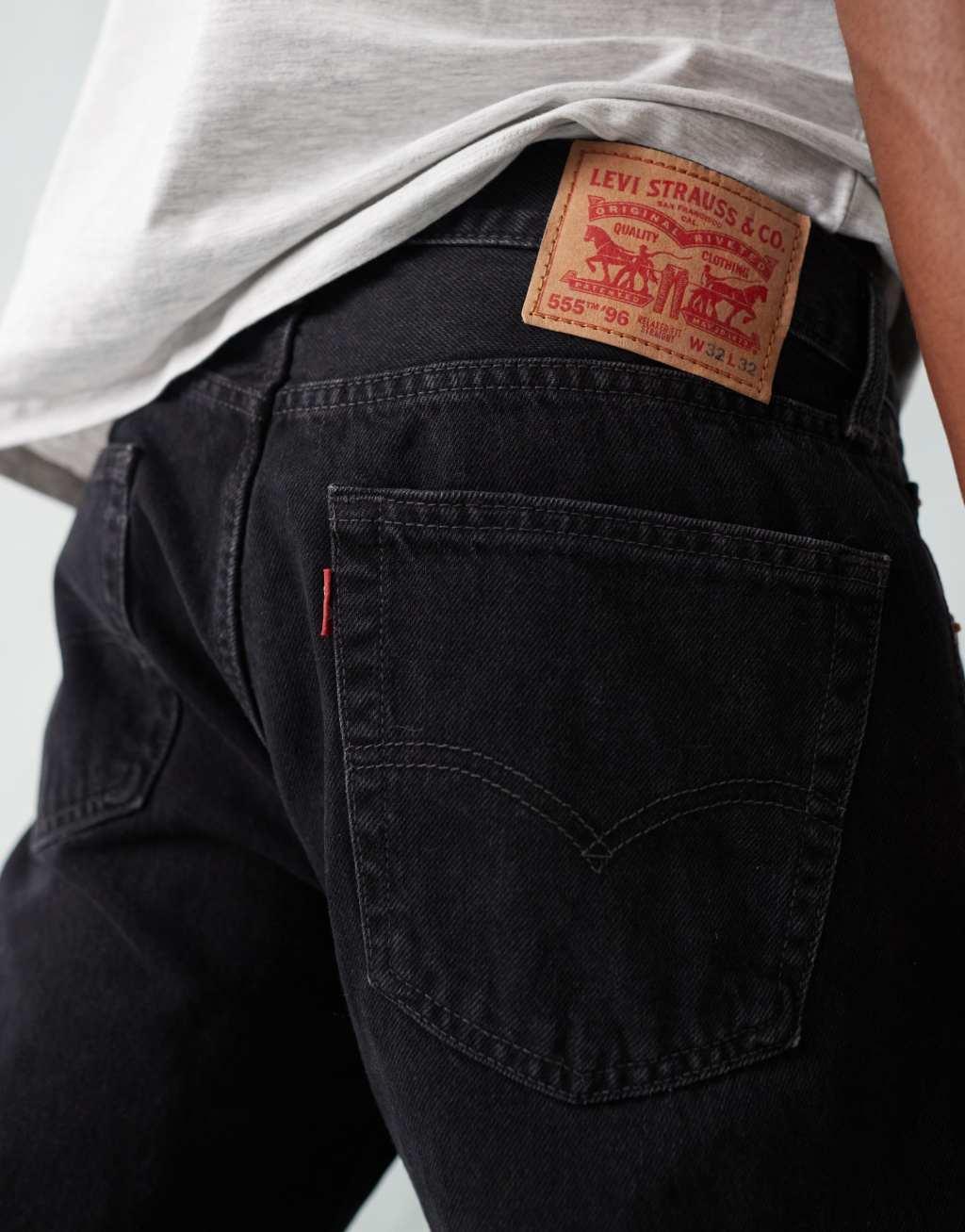 Levi's 555 '96 relaxed straight fit jeans in washed black Product Image