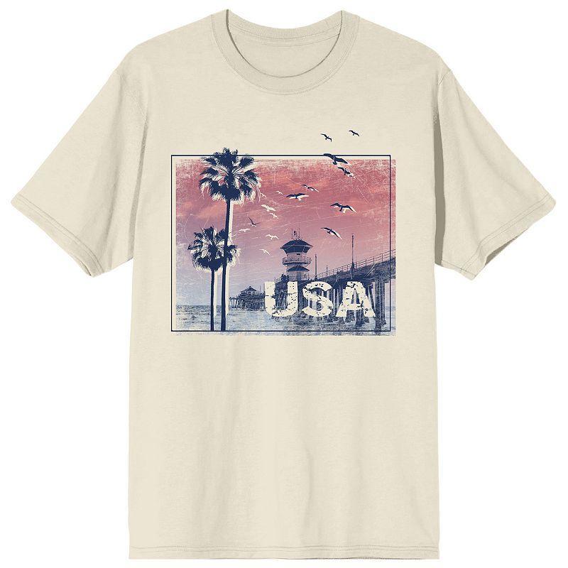 Men's Americana USA Beach Graphic Graphic Tee, Size: XL, Beige Product Image