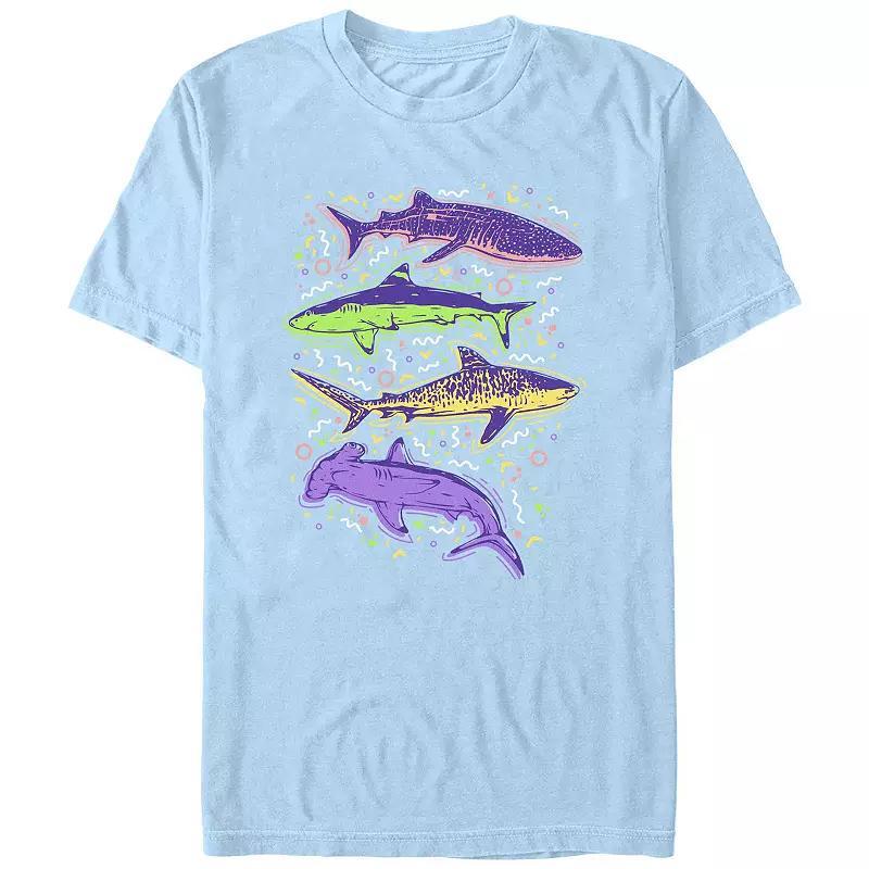 Men's Colorful Sharks And Doodles Graphic Tee,  Product Image