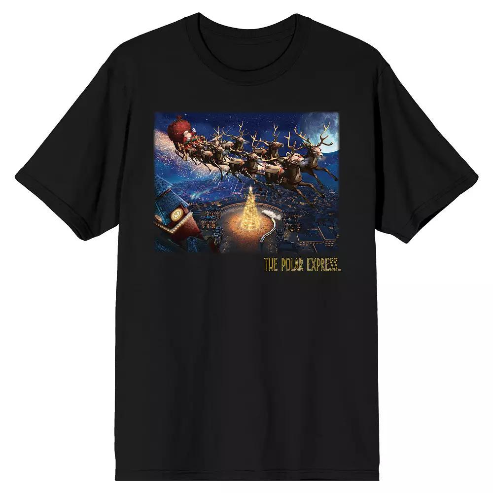 Men's Polar Express Santas Sleigh Tee, Size: Large, Black Product Image
