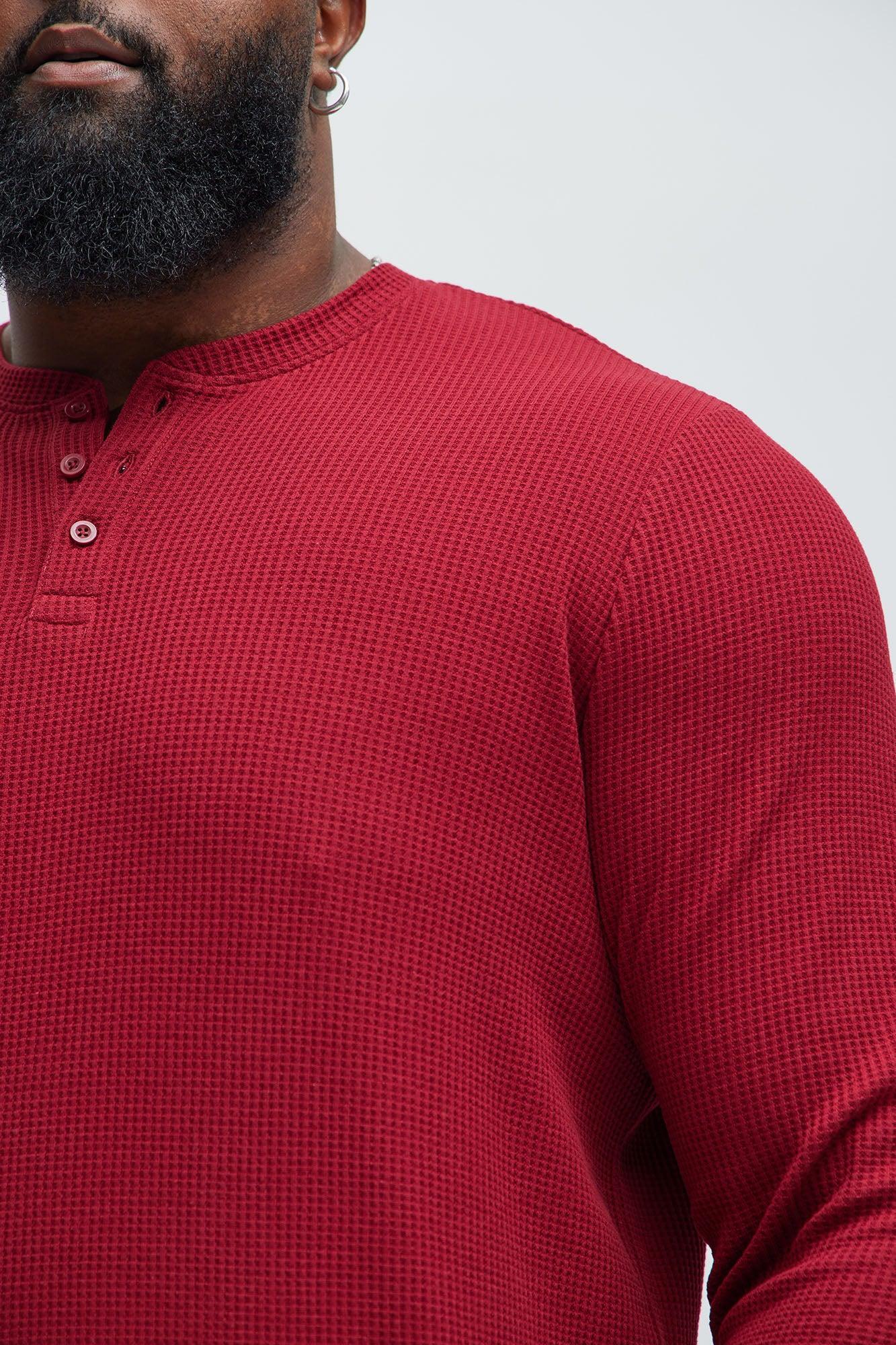 Wesley Long Sleeve Henley - Burgundy Product Image