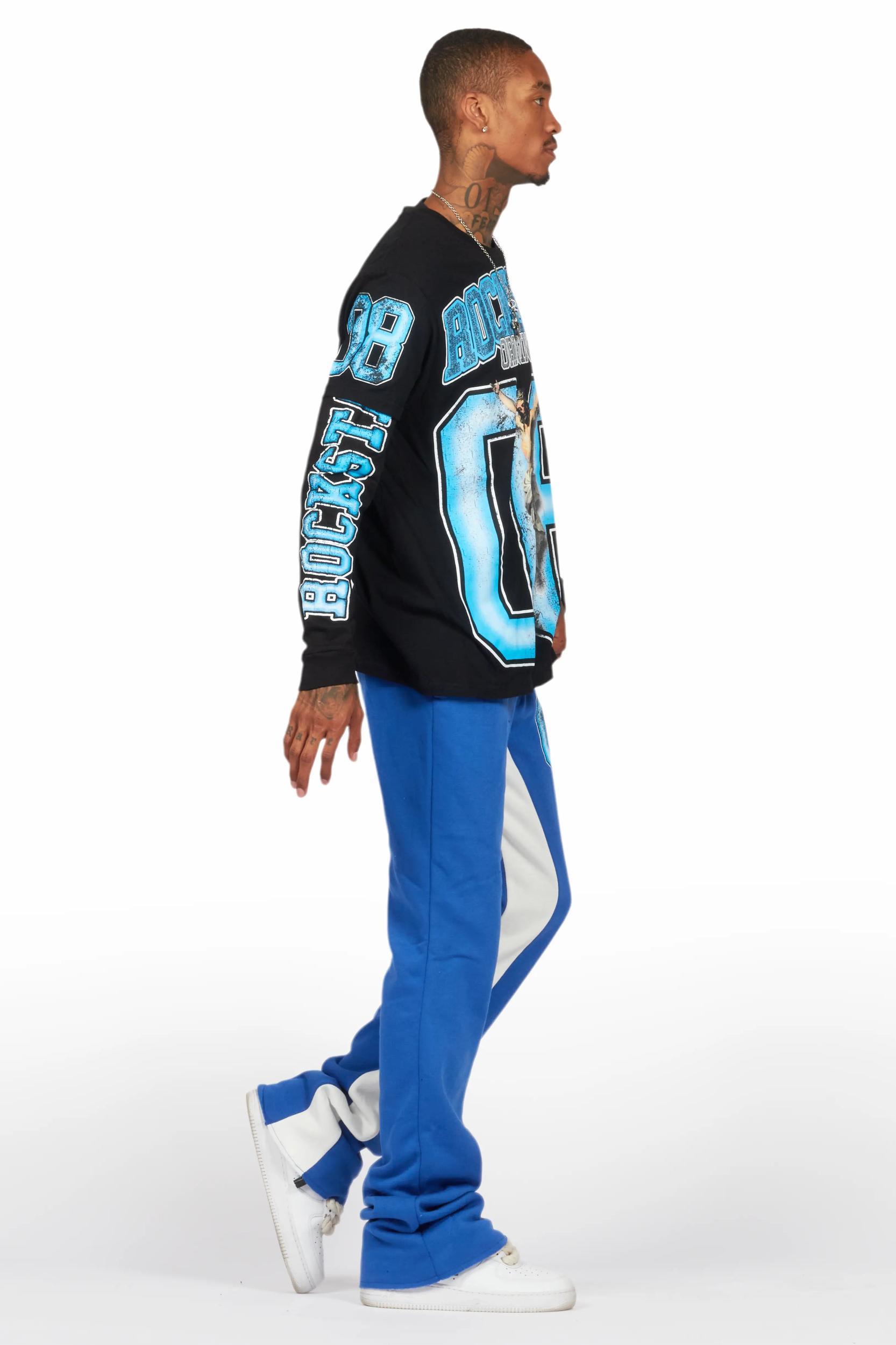 Fields Black/Royal Double Layer T-Shirt/Baggy Pant Set Male Product Image