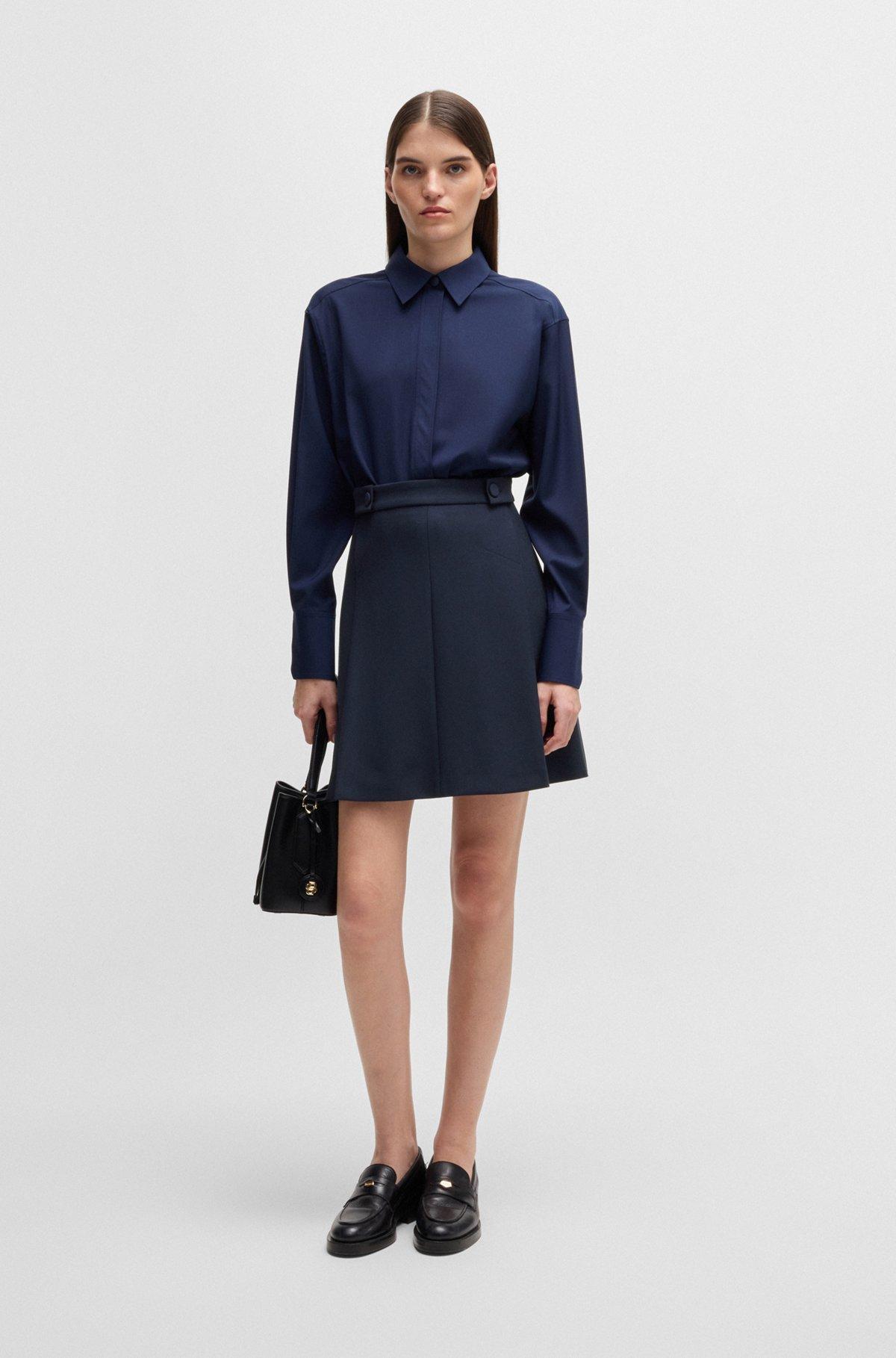 Pleat-front skirt with buttoned waist Product Image
