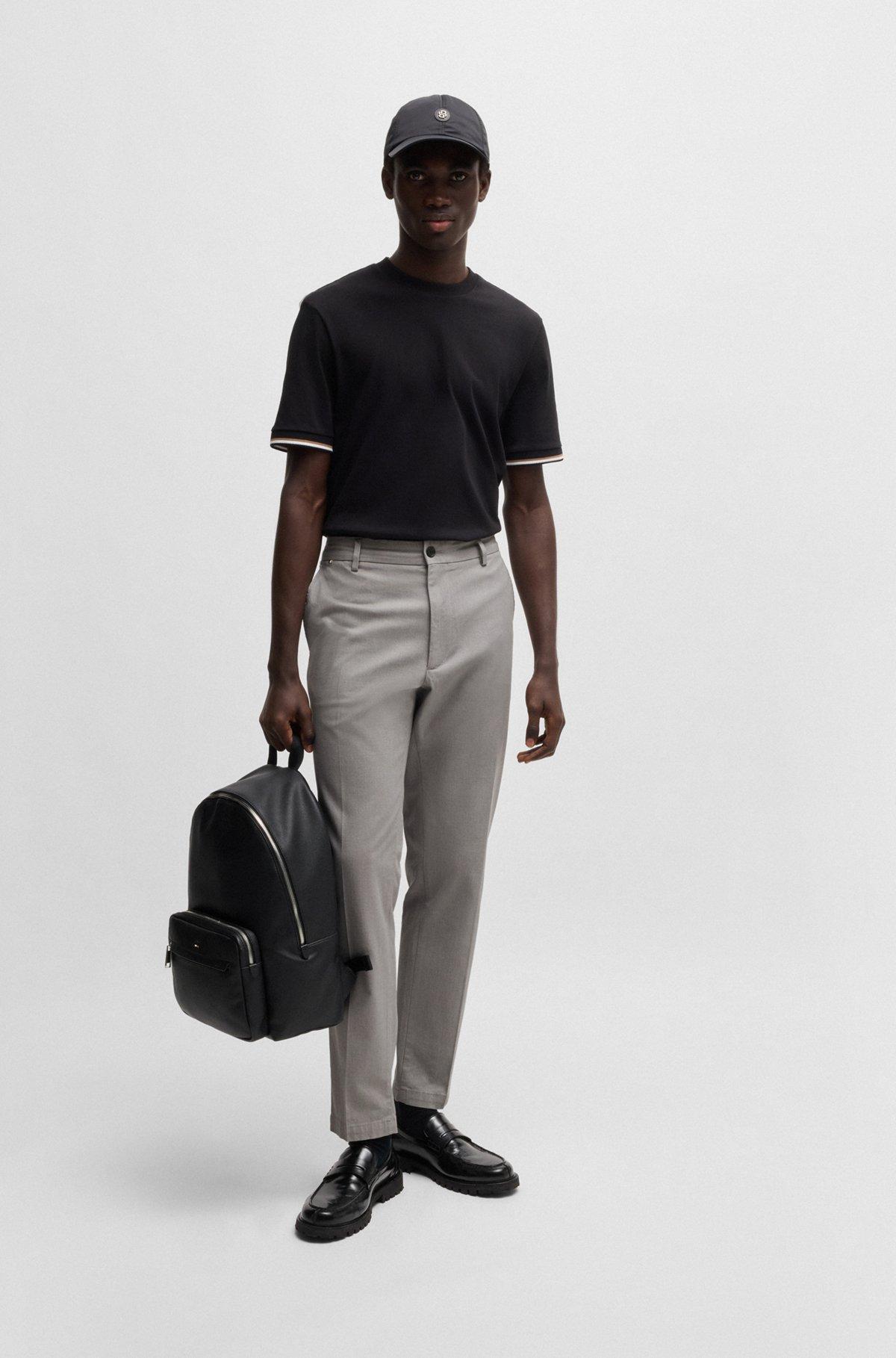 Regular-fit trousers in micro-patterned stretch cotton Product Image