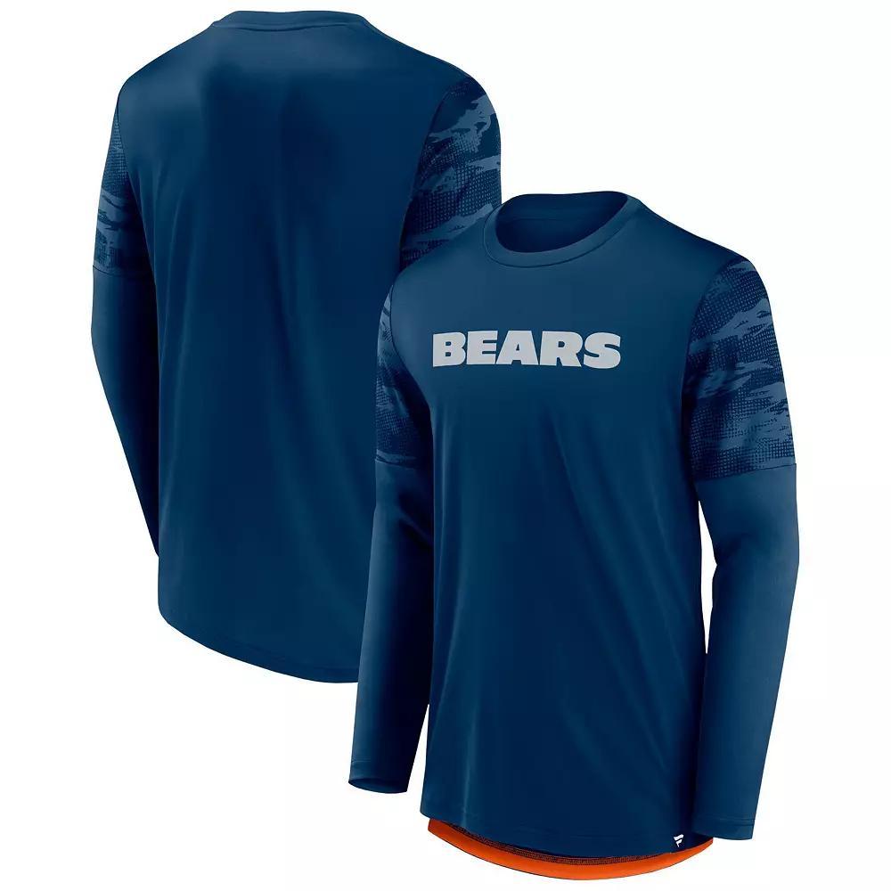 Men's Fanatics Branded Navy/Orange Chicago Bears Square Off Long Sleeve T-Shirt,  Product Image