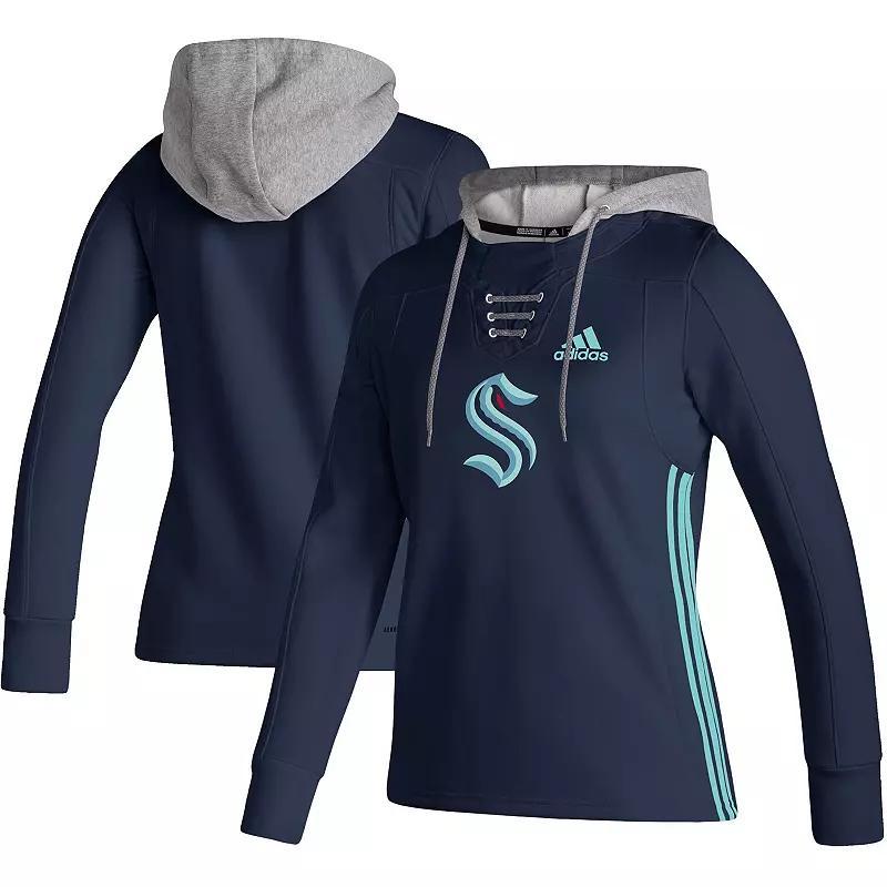 Womens adidas Deep Sea Blue Seattle Kraken Skate Lace AEROREADY Pullover Hoodie Krk Blue Product Image