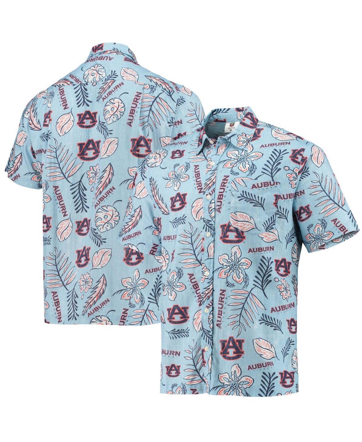 Mens Wes & Willy Blue Auburn Tigers Vintage Floral Button-Up Shirt Product Image