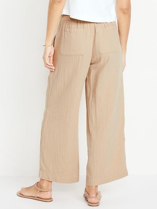 High-Waisted Crinkle Gauze Ankle Pants Product Image